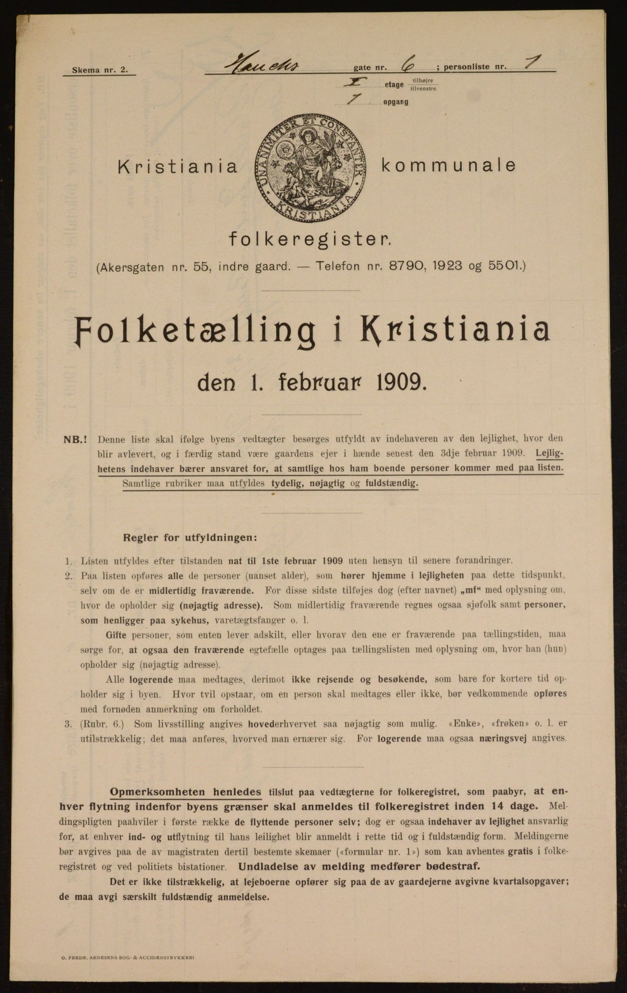 OBA, Municipal Census 1909 for Kristiania, 1909, p. 31890