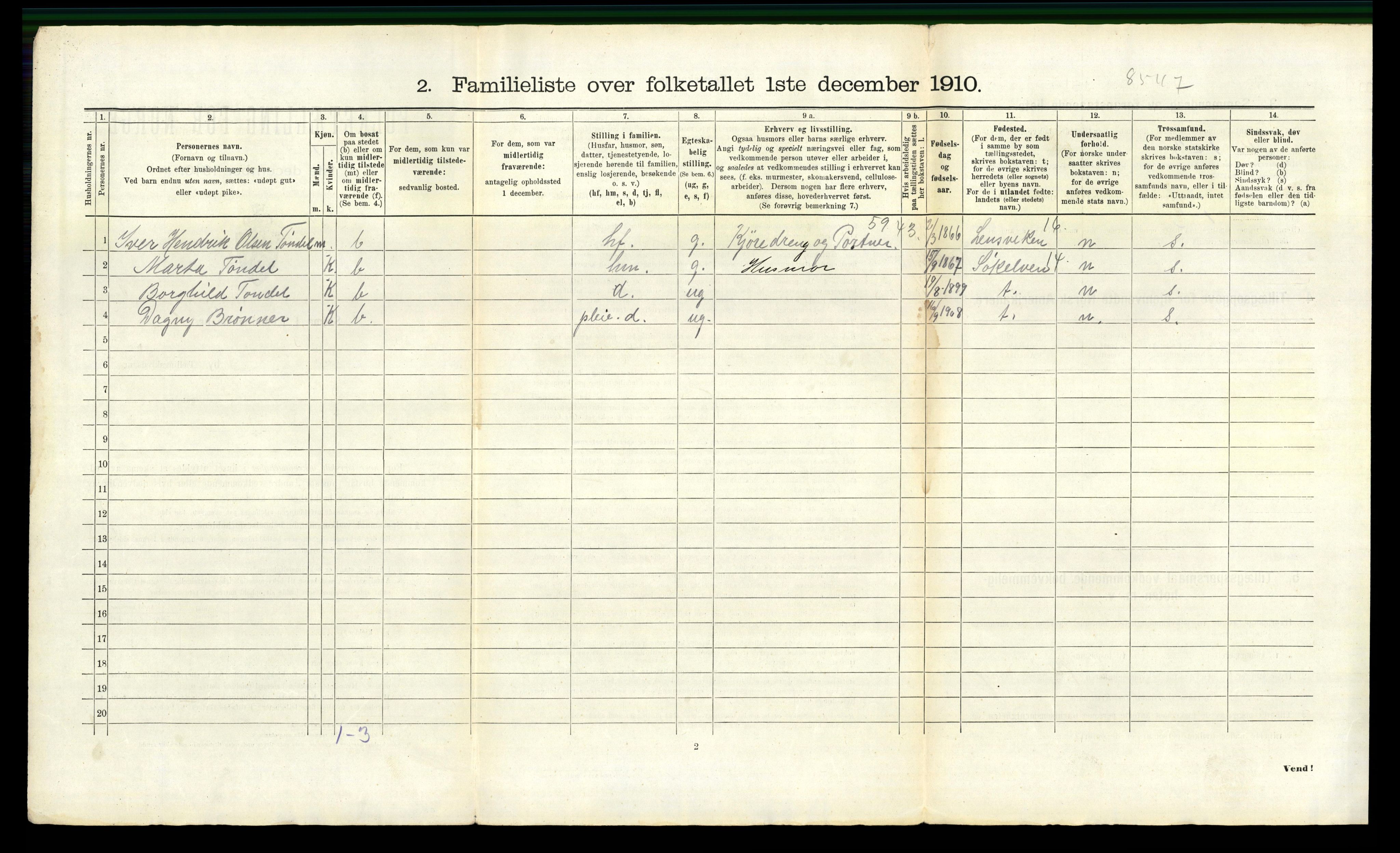 RA, 1910 census for Trondheim, 1910, p. 10714