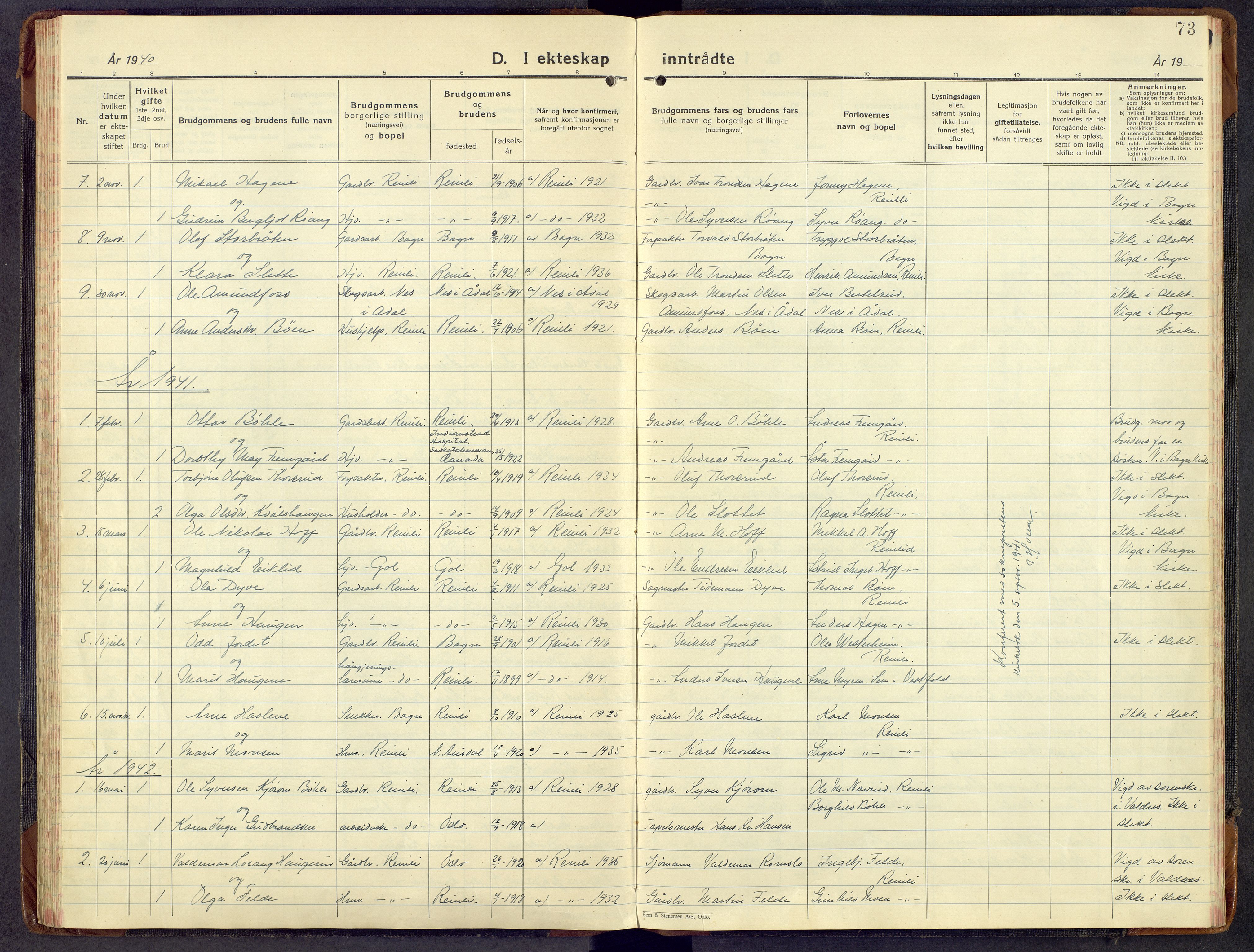 Sør-Aurdal prestekontor, AV/SAH-PREST-128/H/Ha/Hab/L0013: Parish register (copy) no. 13, 1930-1972, p. 73