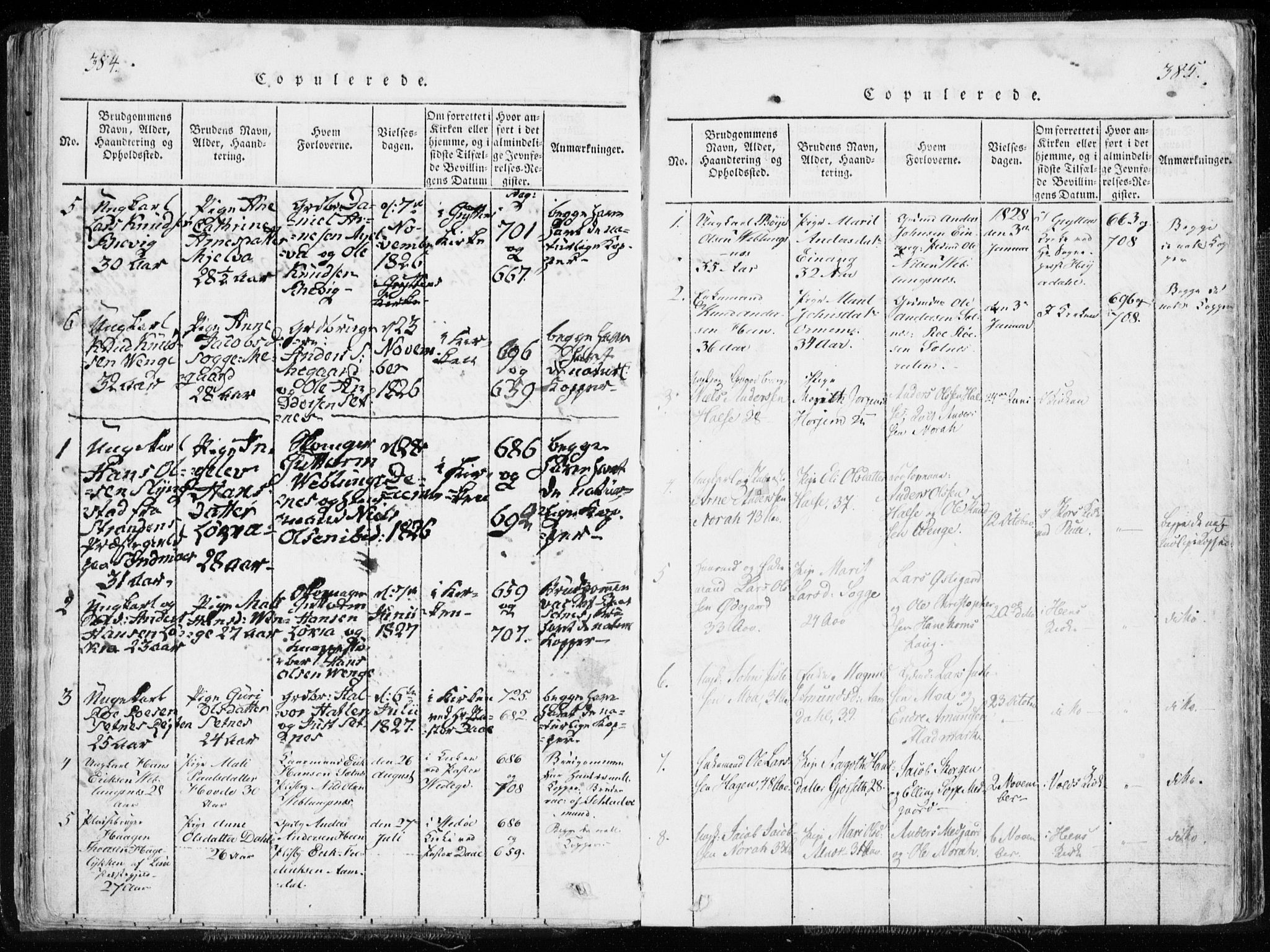 Ministerialprotokoller, klokkerbøker og fødselsregistre - Møre og Romsdal, SAT/A-1454/544/L0571: Parish register (official) no. 544A04, 1818-1853, p. 384-385