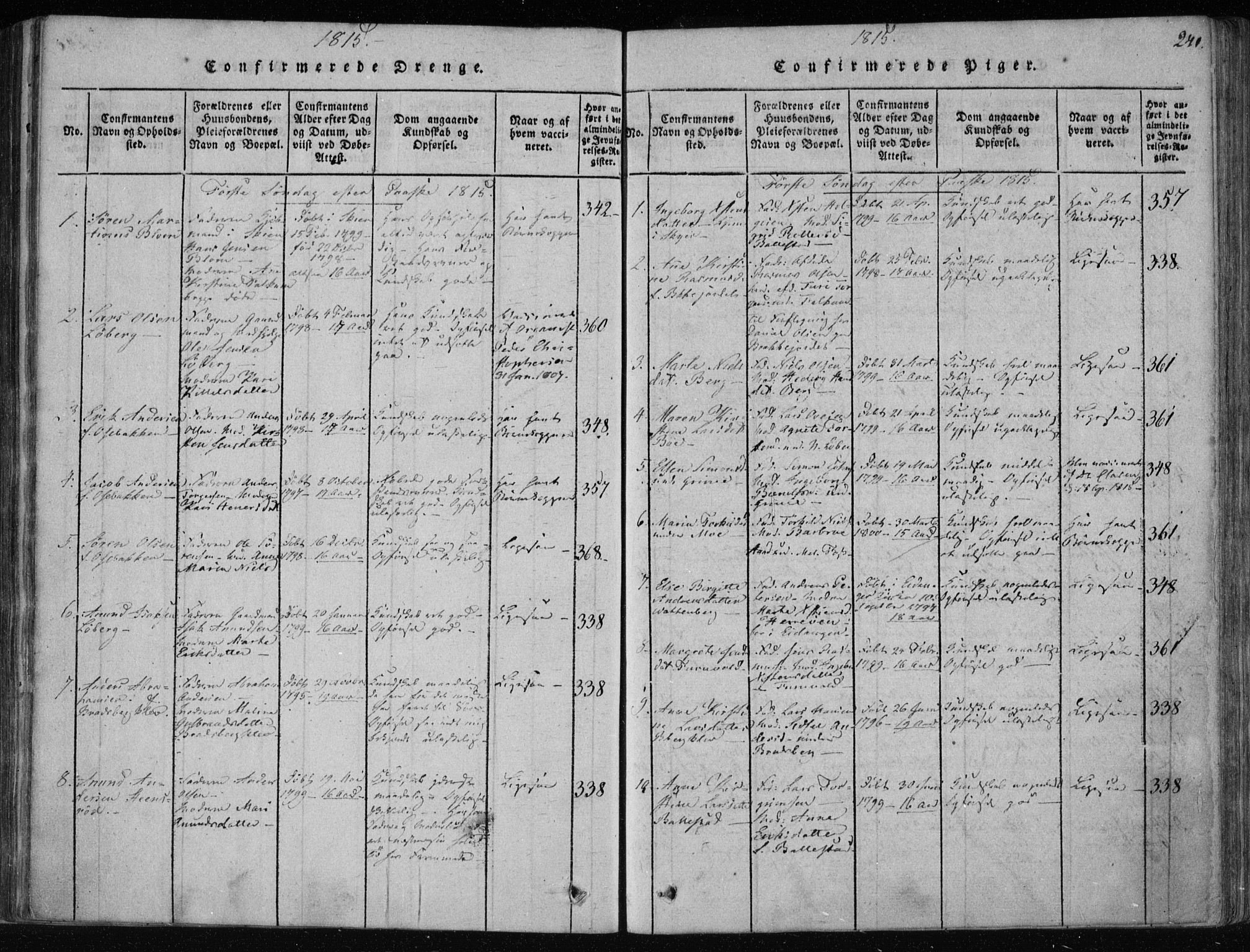 Gjerpen kirkebøker, SAKO/A-265/F/Fa/L0004: Parish register (official) no. I 4, 1814-1823, p. 241