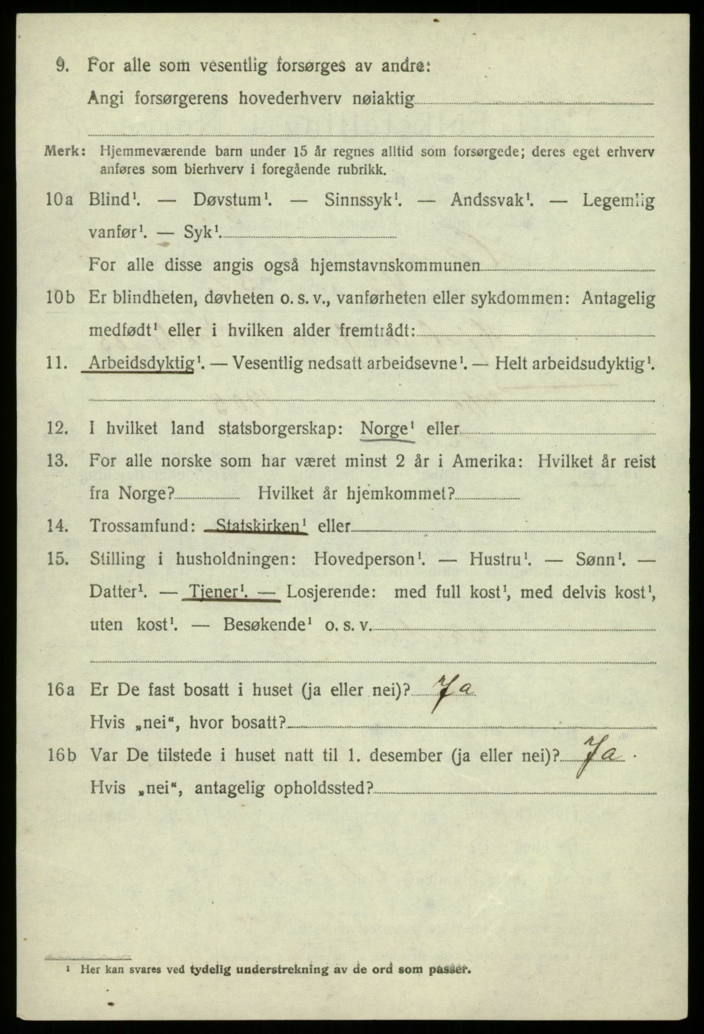 SAB, 1920 census for Hamre, 1920, p. 3422