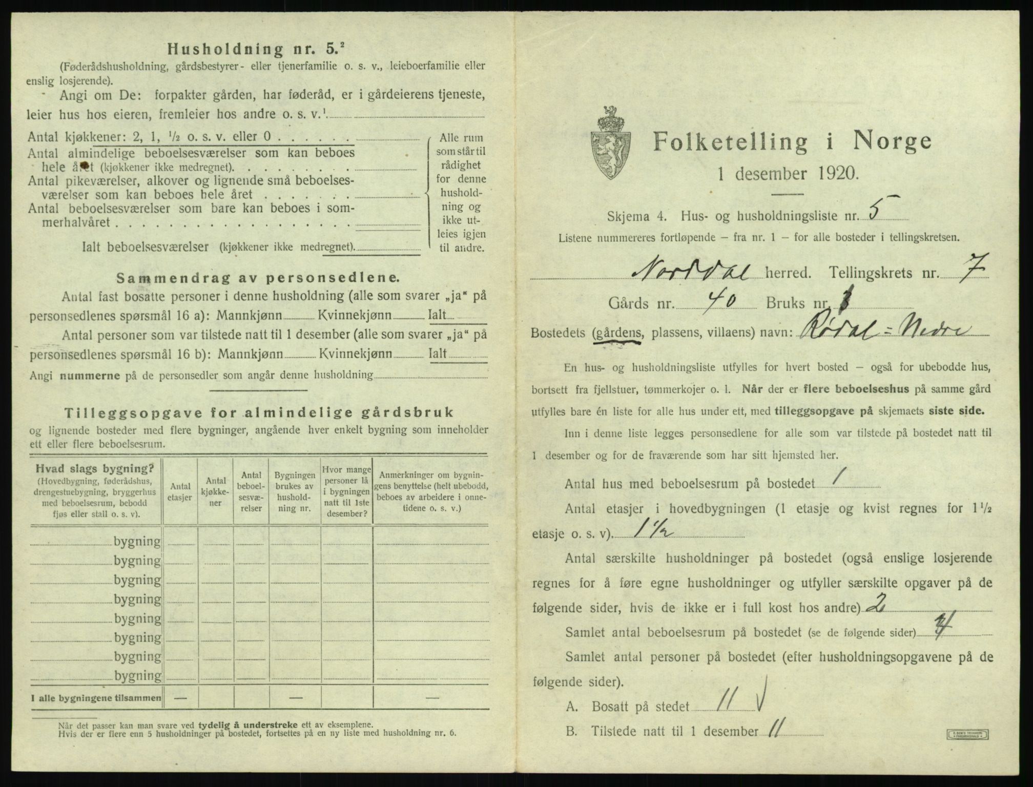 SAT, 1920 census for Norddal, 1920, p. 473