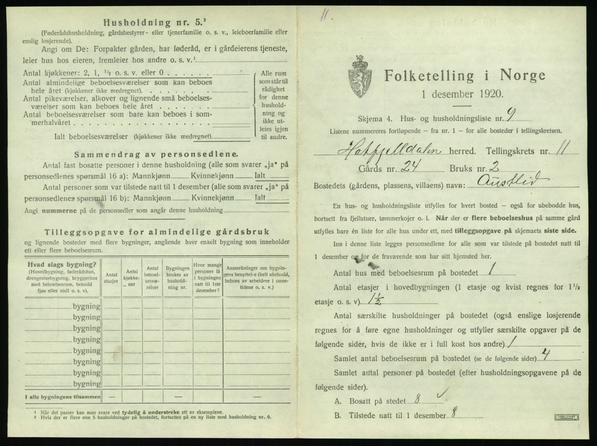 SAT, 1920 census for Hattfjelldal, 1920, p. 354