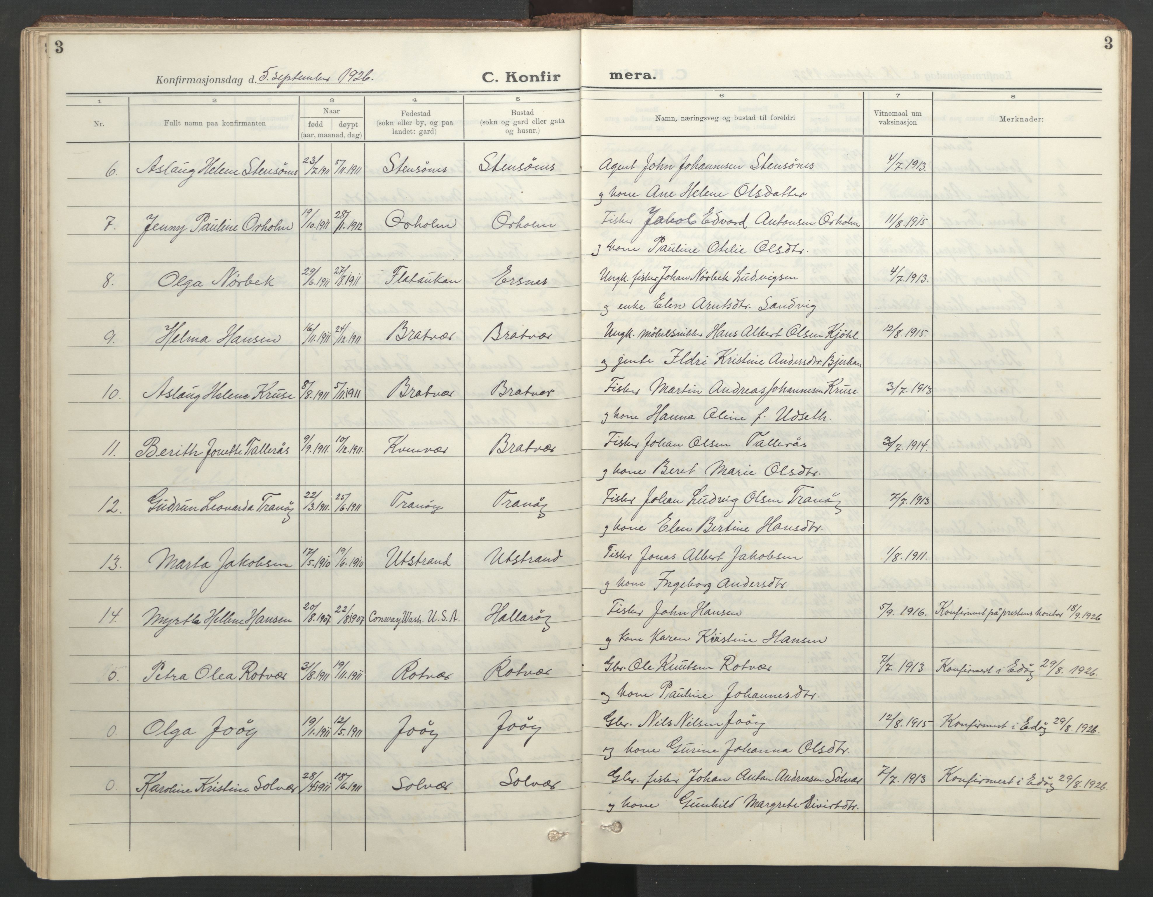Ministerialprotokoller, klokkerbøker og fødselsregistre - Møre og Romsdal, AV/SAT-A-1454/582/L0950: Parish register (copy) no. 582C02, 1926-1950, p. 3