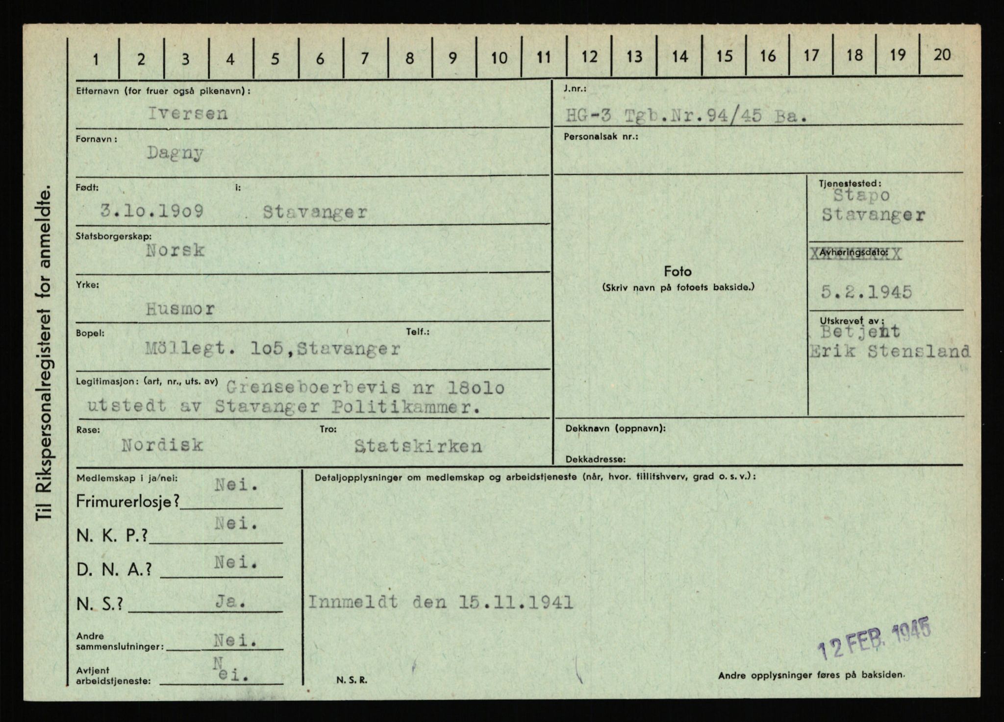 Statspolitiet - Hovedkontoret / Osloavdelingen, AV/RA-S-1329/C/Ca/L0007: Hol - Joelsen, 1943-1945, p. 2648