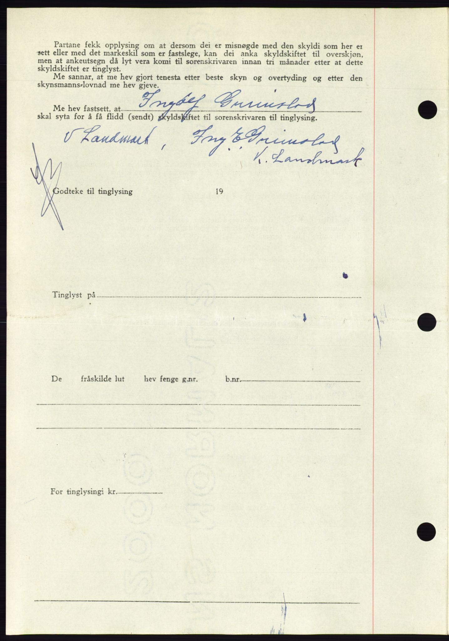 Søre Sunnmøre sorenskriveri, AV/SAT-A-4122/1/2/2C/L0081: Mortgage book no. 7A, 1947-1948, Diary no: : 1622/1947