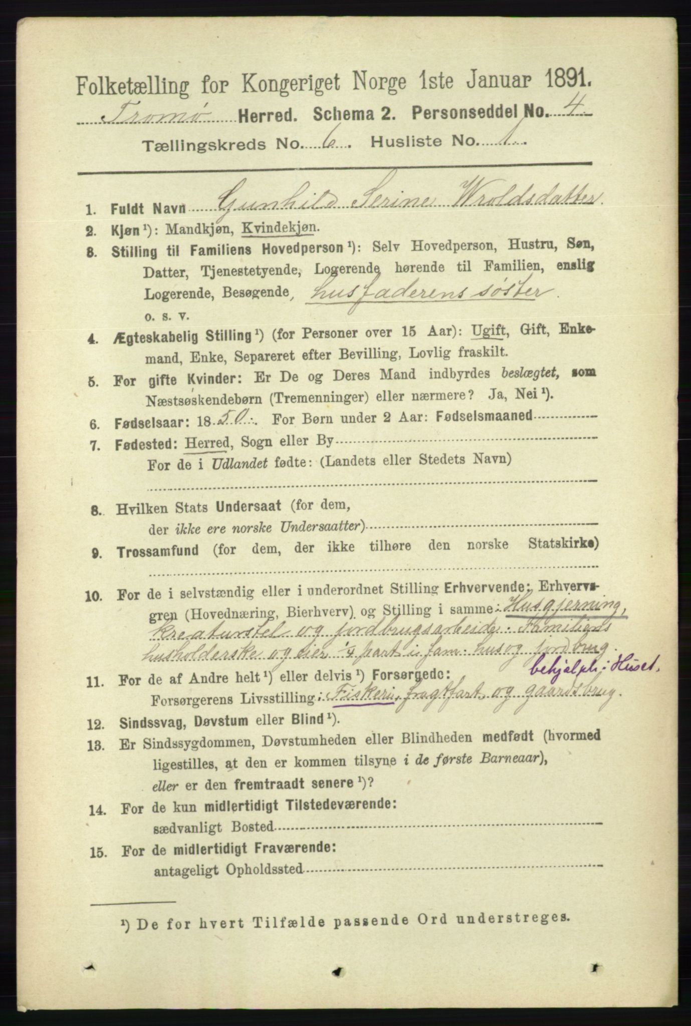 RA, 1891 census for 0921 Tromøy, 1891, p. 2869