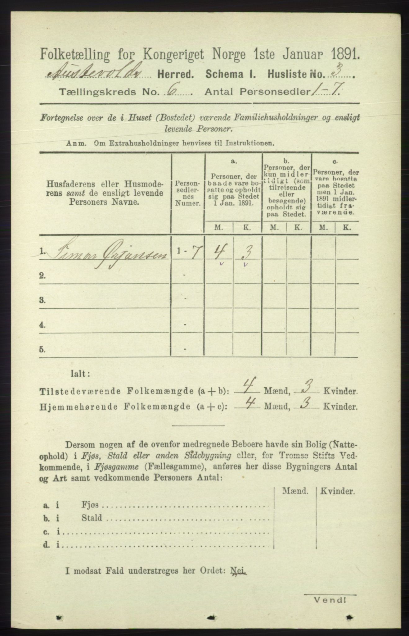 RA, 1891 census for 1244 Austevoll, 1891, p. 2519