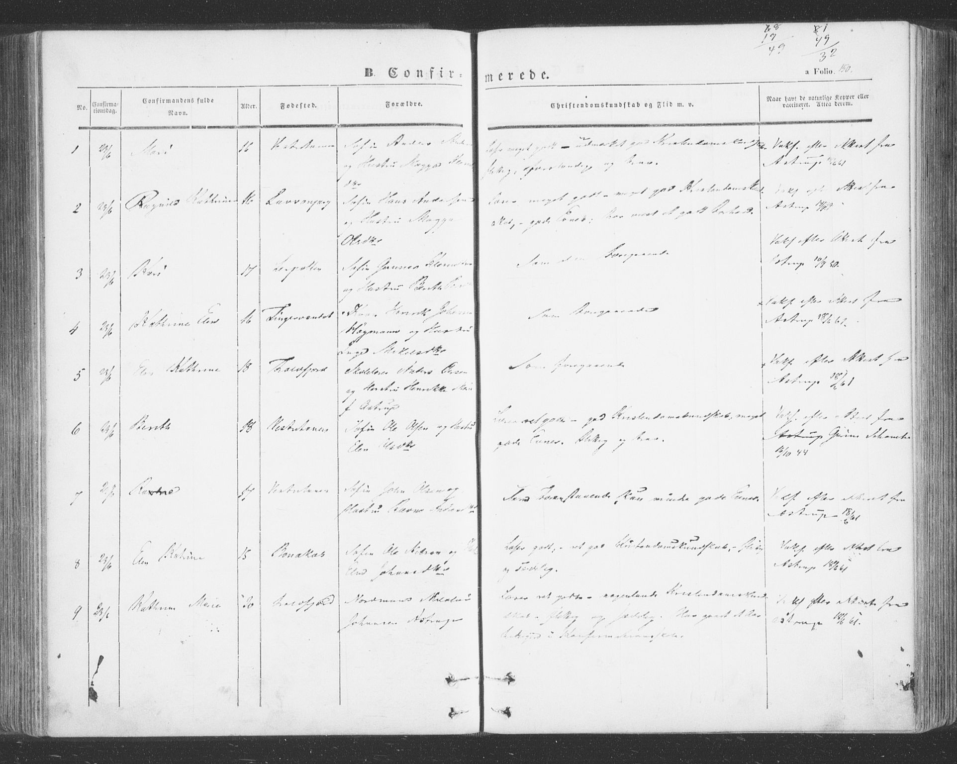 Tana sokneprestkontor, AV/SATØ-S-1334/H/Ha/L0001kirke: Parish register (official) no. 1, 1846-1861, p. 150