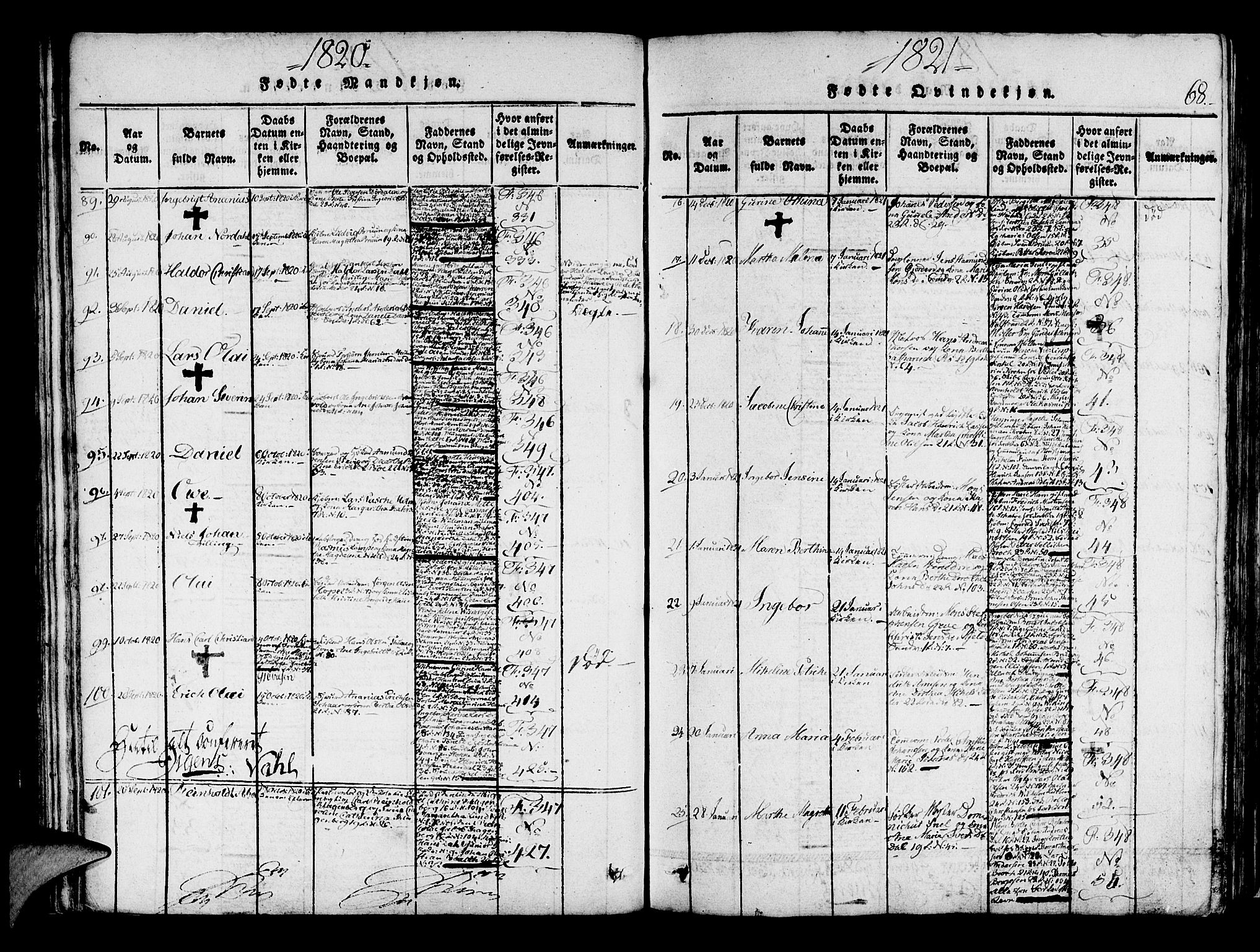 Korskirken sokneprestembete, AV/SAB-A-76101/H/Haa/L0013: Parish register (official) no. A 13, 1815-1822, p. 68