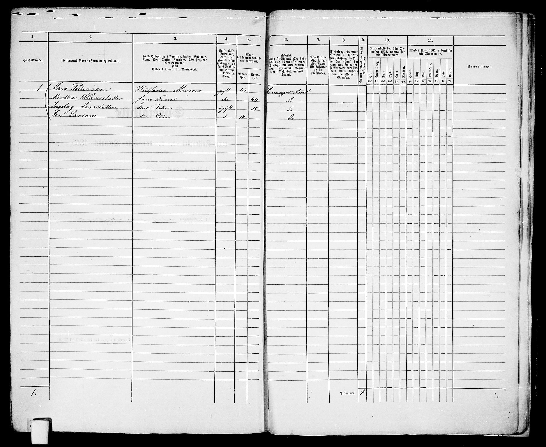 RA, 1865 census for Vestre Moland/Lillesand, 1865, p. 328