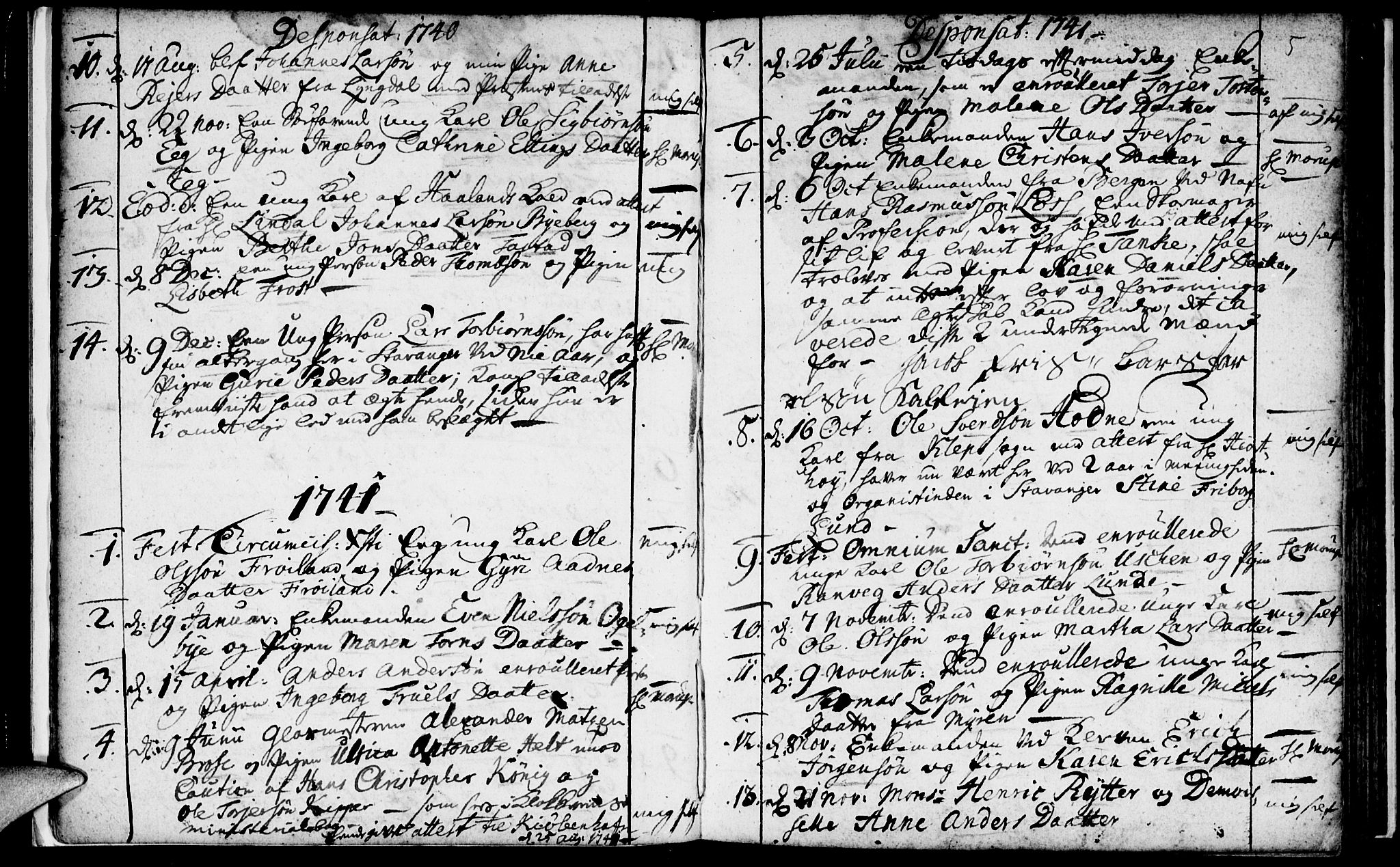 Domkirken sokneprestkontor, SAST/A-101812/001/30/30BA/L0003: Parish register (official) no. A 3 /1, 1738-1760, p. 5