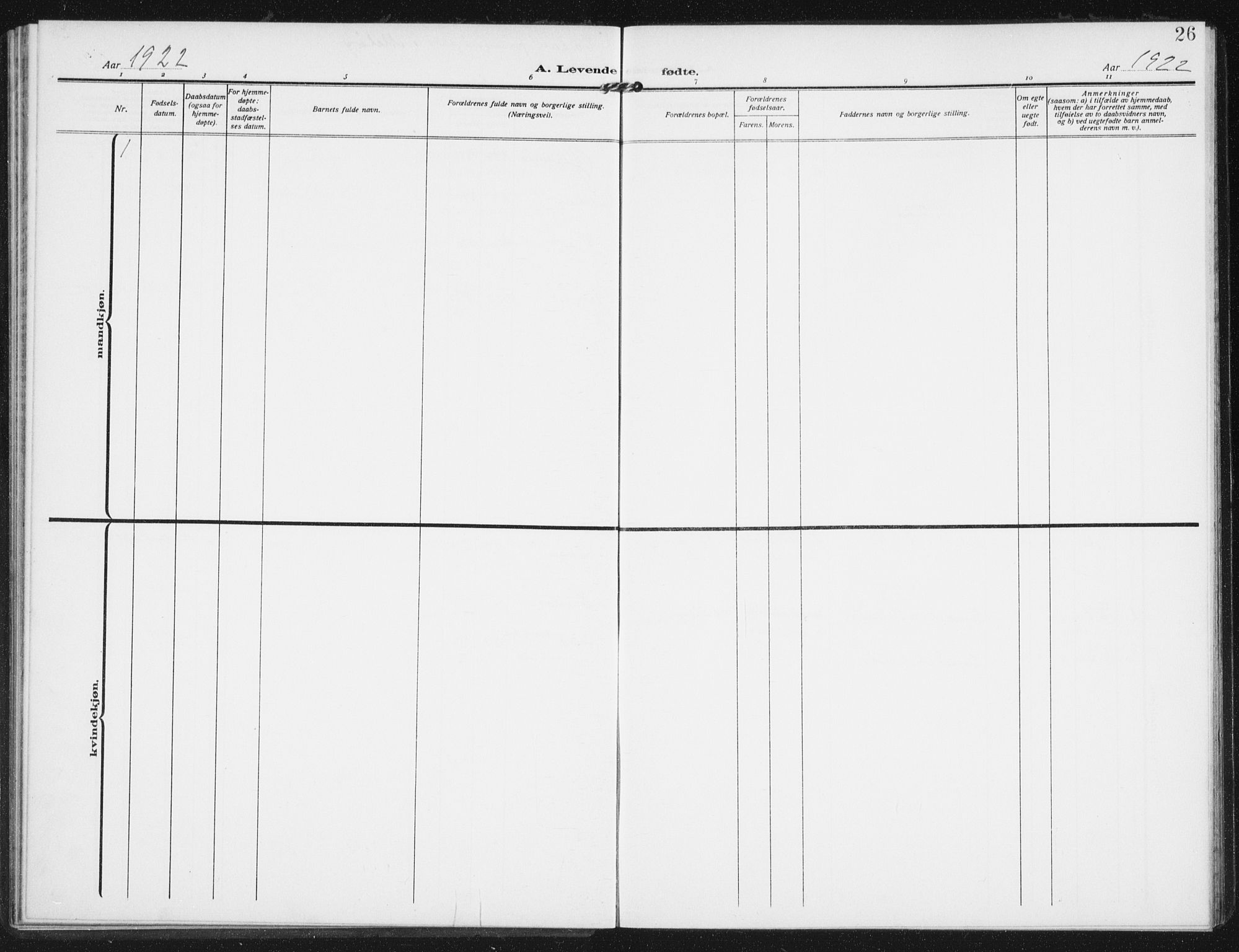 Ministerialprotokoller, klokkerbøker og fødselsregistre - Nordland, SAT/A-1459/843/L0629: Parish register (official) no. 843A04, 1907-1925, p. 26