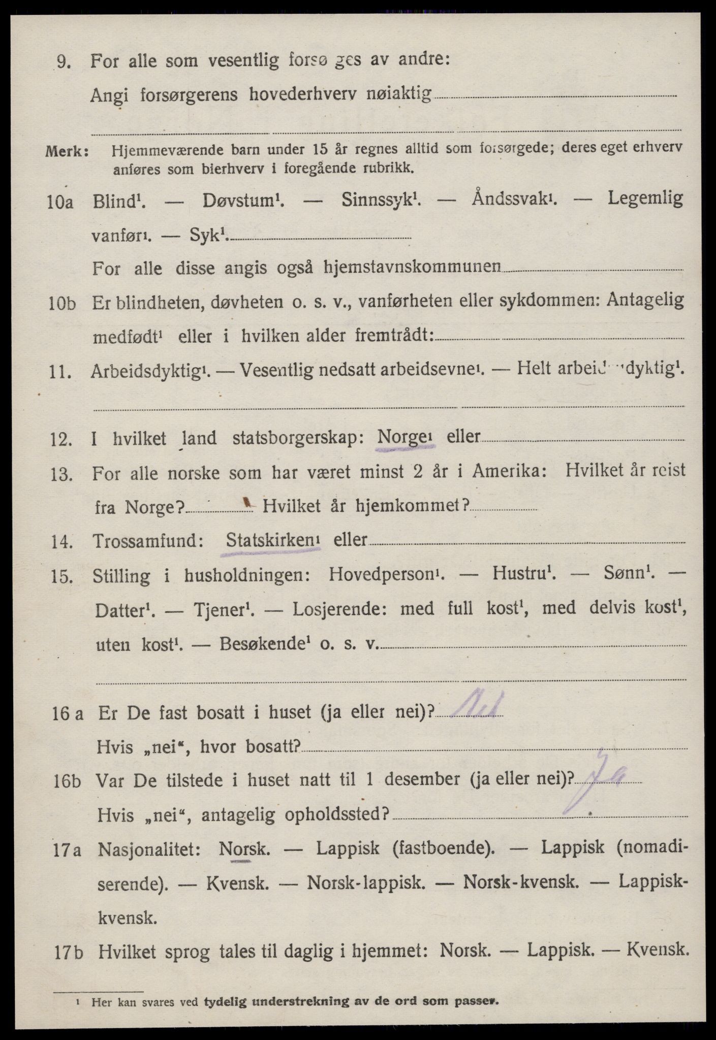 SAT, 1920 census for Agdenes, 1920, p. 2944