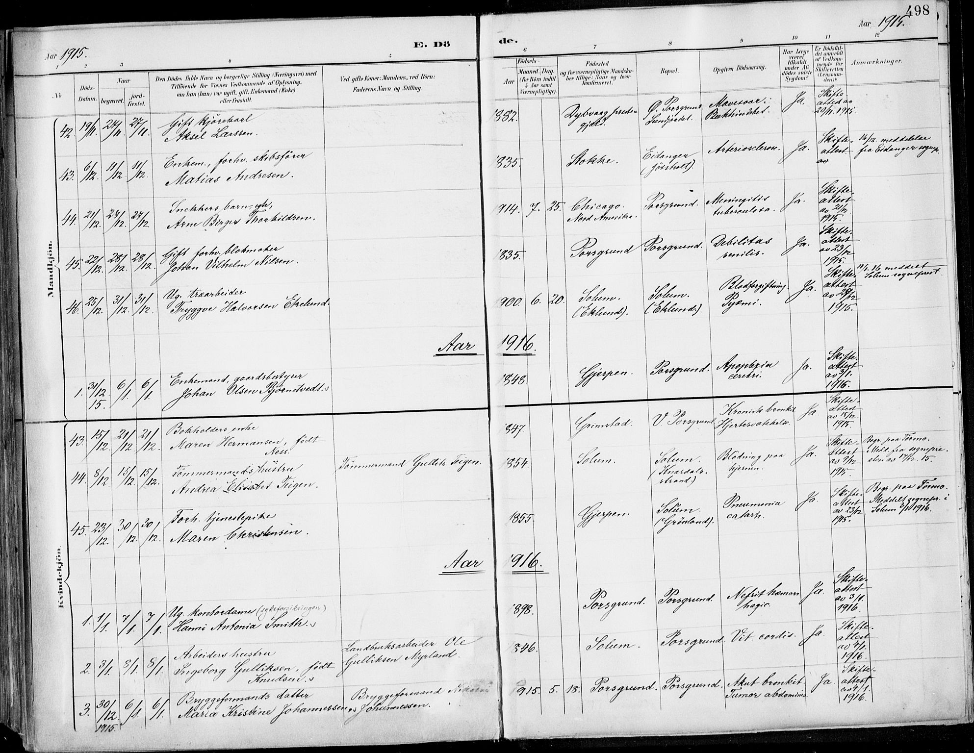 Porsgrunn kirkebøker , SAKO/A-104/F/Fa/L0011: Parish register (official) no. 11, 1895-1919, p. 498