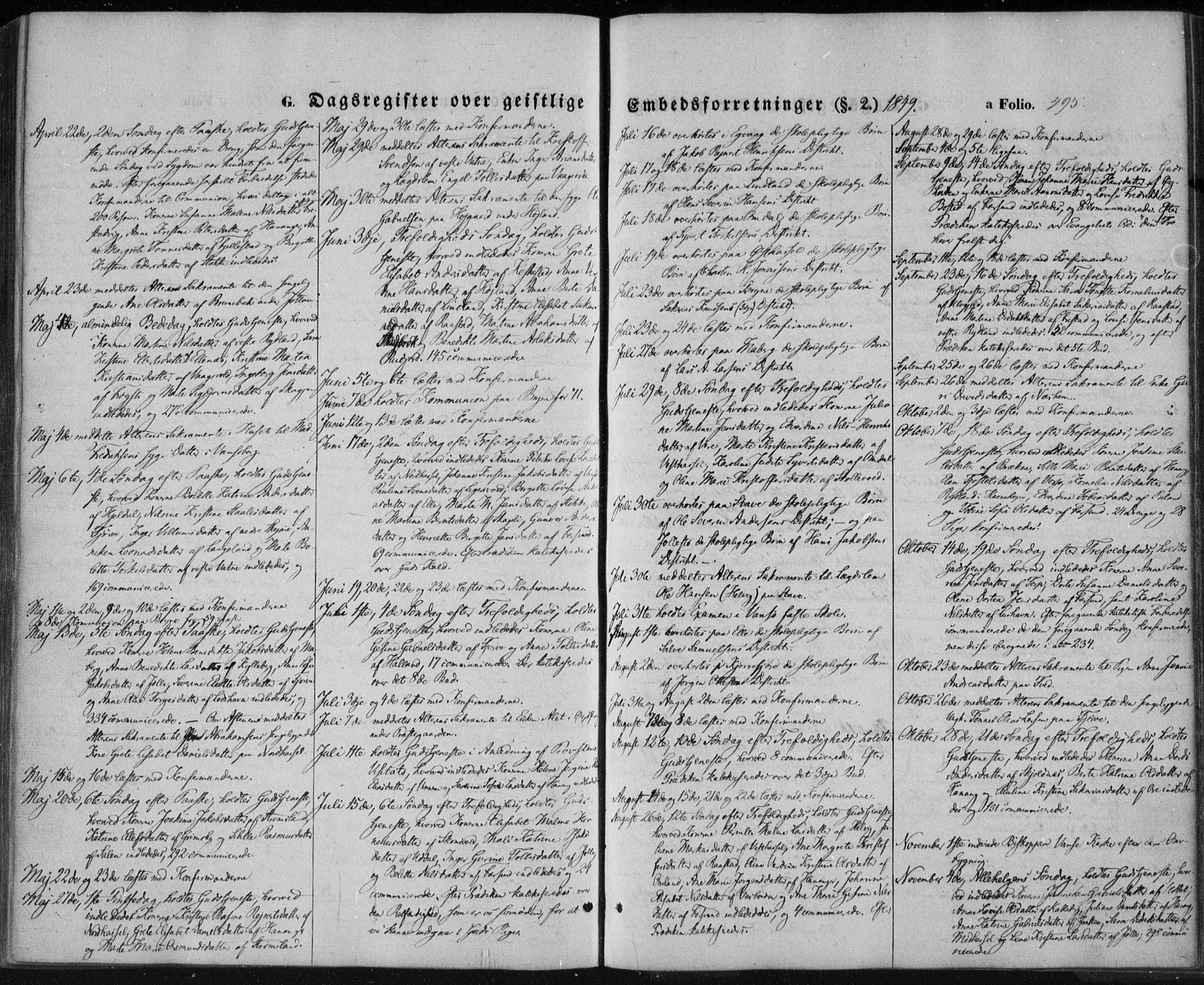 Lista sokneprestkontor, SAK/1111-0027/F/Fa/L0010: Parish register (official) no. A 10, 1846-1861, p. 495