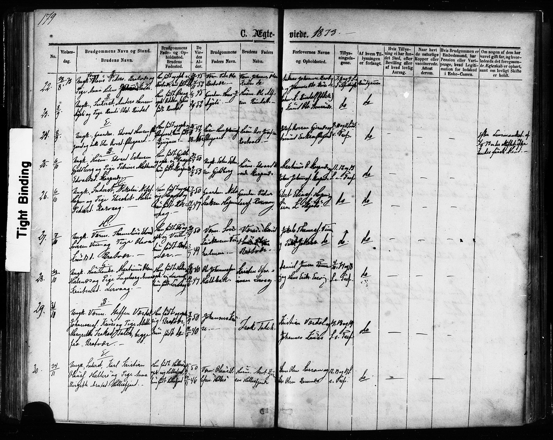 Ministerialprotokoller, klokkerbøker og fødselsregistre - Møre og Romsdal, AV/SAT-A-1454/581/L0938: Parish register (official) no. 581A06, 1873-1879, p. 179