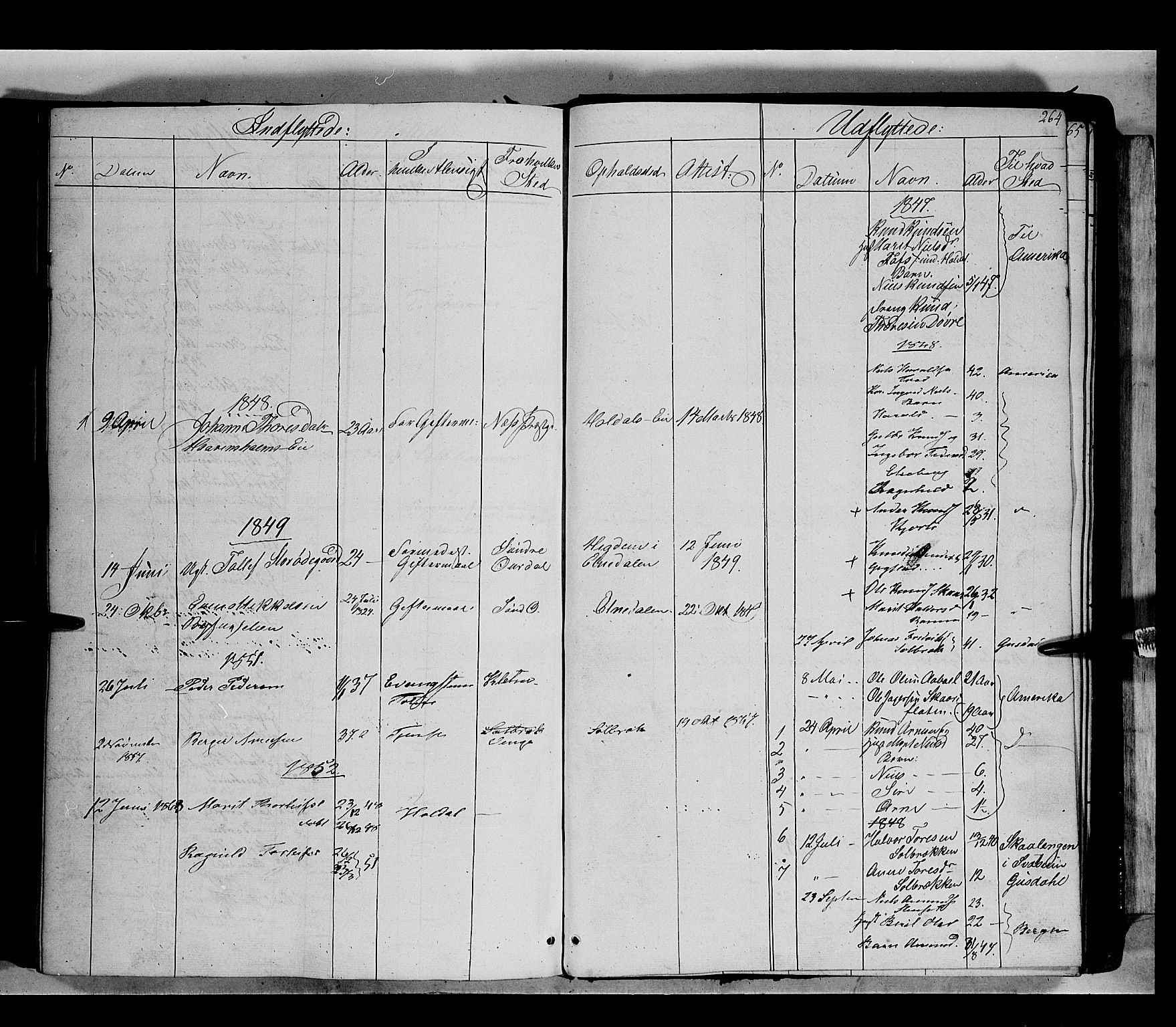 Nord-Aurdal prestekontor, SAH/PREST-132/H/Ha/Haa/L0007: Parish register (official) no. 7, 1842-1863, p. 264