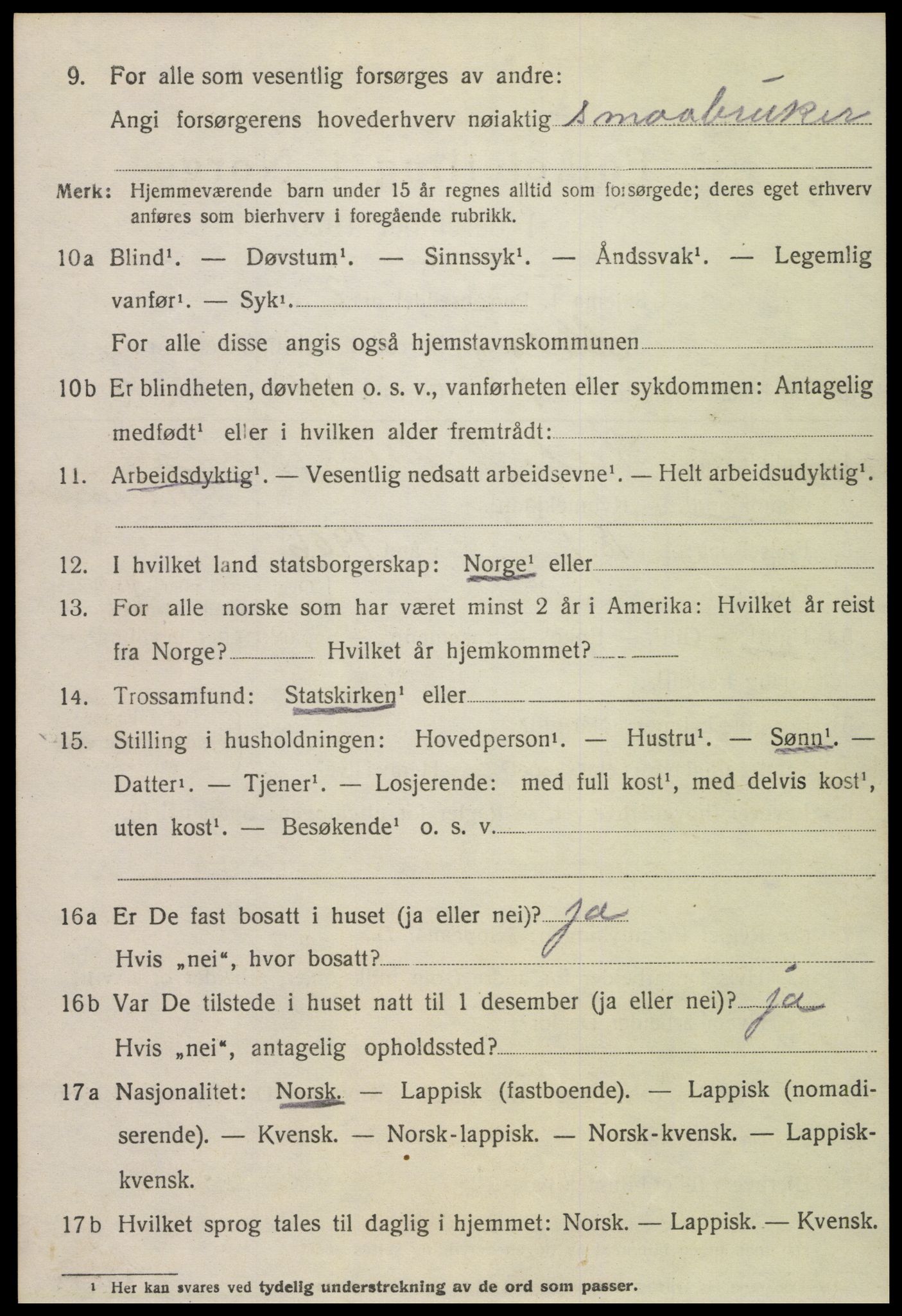 SAT, 1920 census for Meløy, 1920, p. 7606