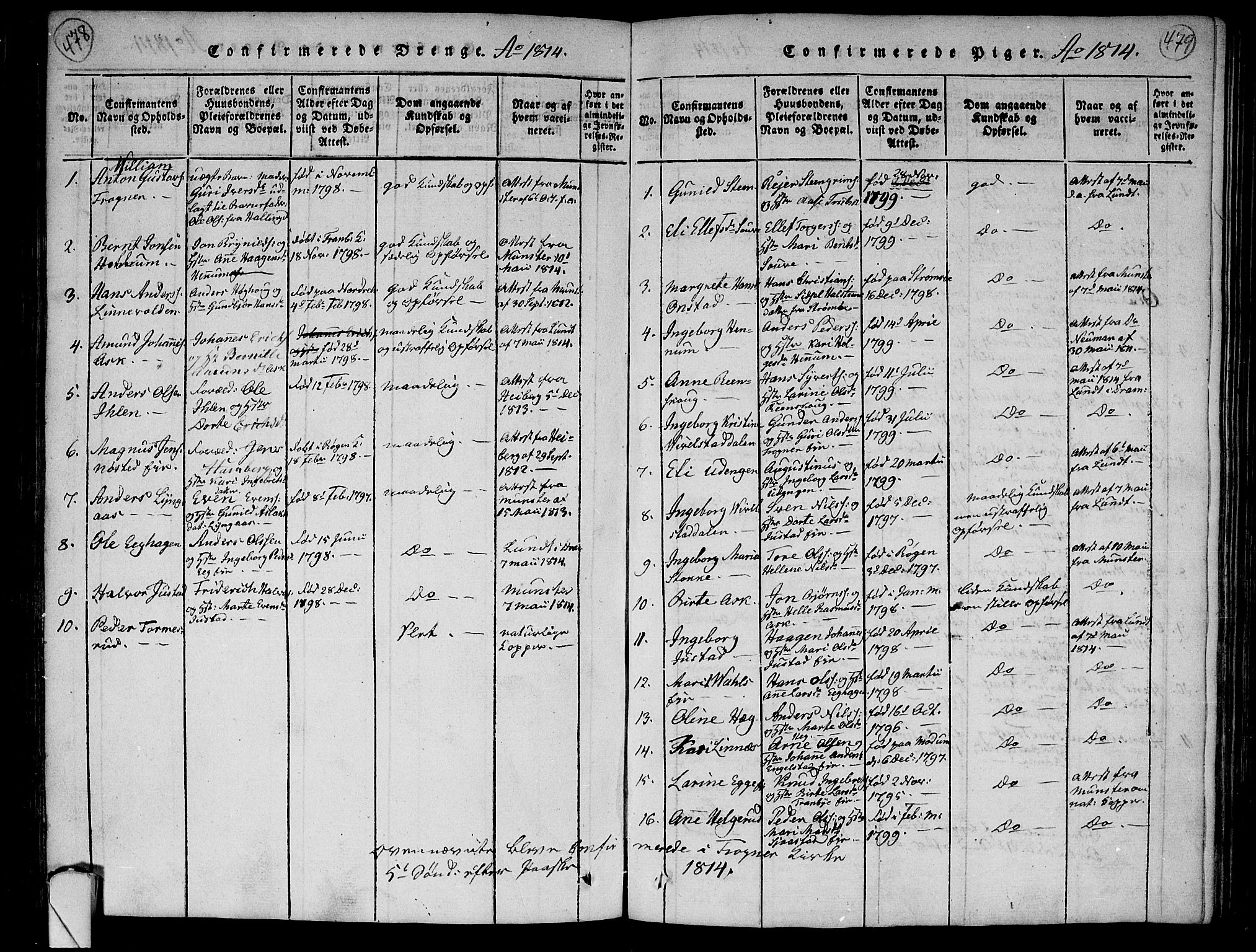 Lier kirkebøker, AV/SAKO-A-230/F/Fa/L0008: Parish register (official) no. I 8, 1813-1825, p. 478-479