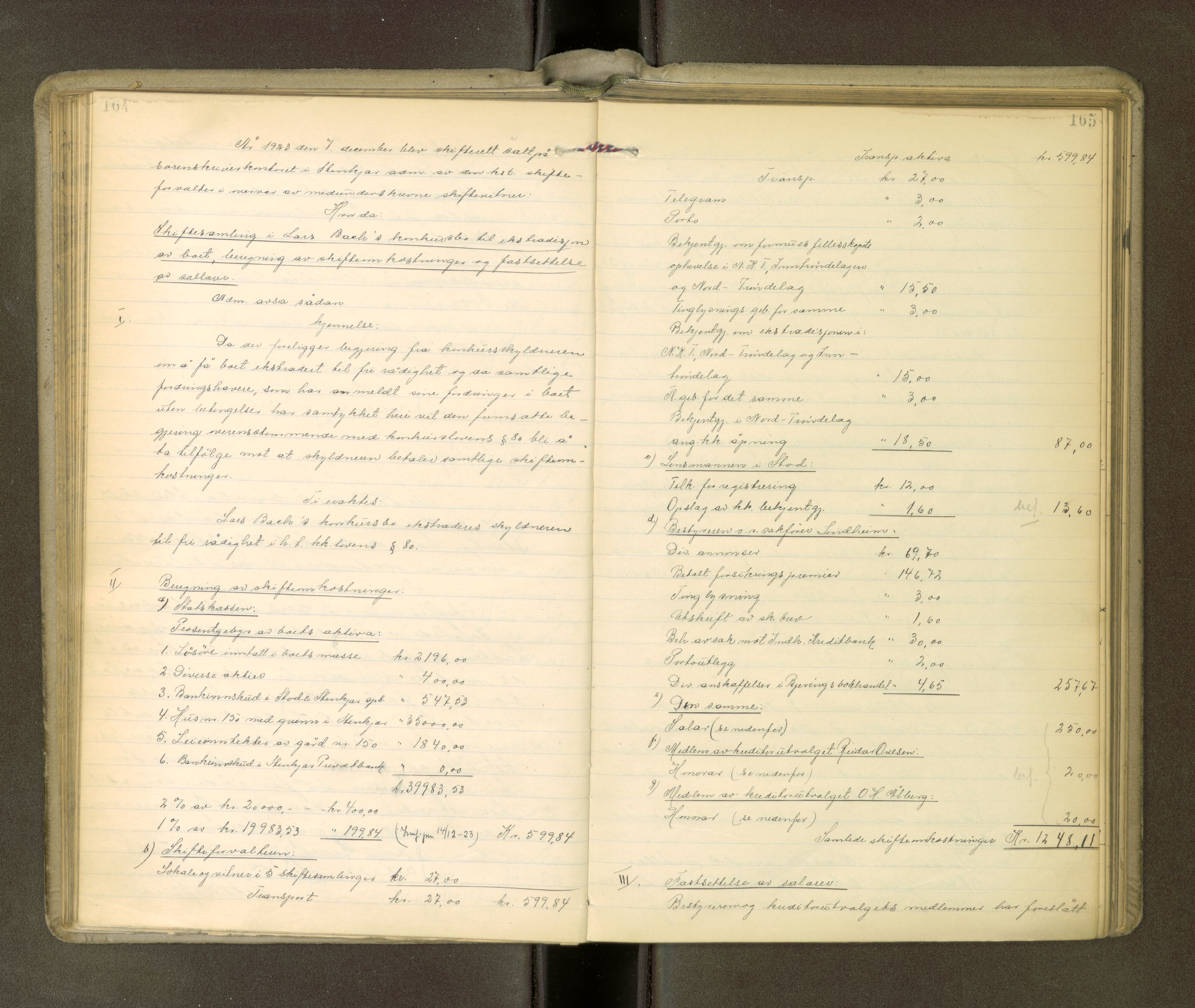 Inderøy sorenskriveri, AV/SAT-A-4147/1/3/3B/L0010: Skifteforhandlingsprotokoll, 1922-1926, p. 164-165