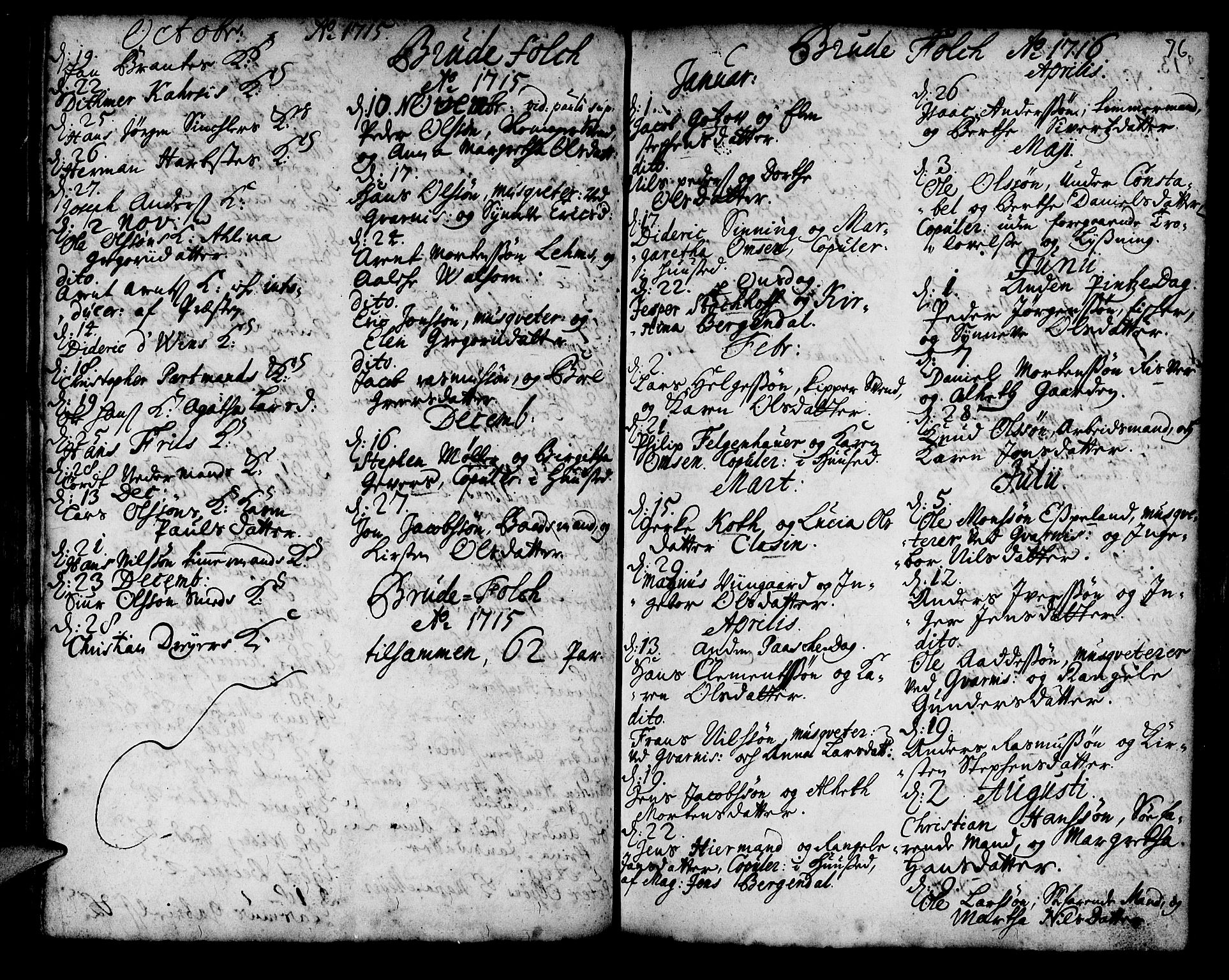 Korskirken sokneprestembete, AV/SAB-A-76101/H/Haa/L0008: Parish register (official) no. A 8, 1698-1747, p. 76