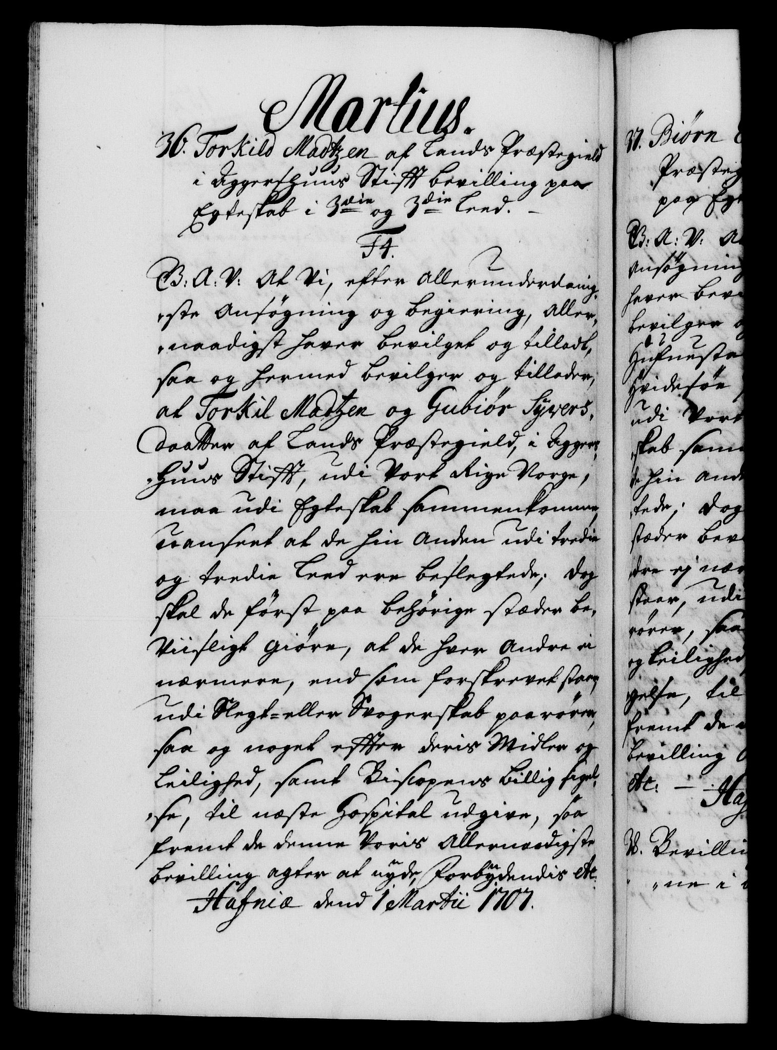 Danske Kanselli 1572-1799, RA/EA-3023/F/Fc/Fca/Fcaa/L0019: Norske registre, 1704-1707, p. 457b