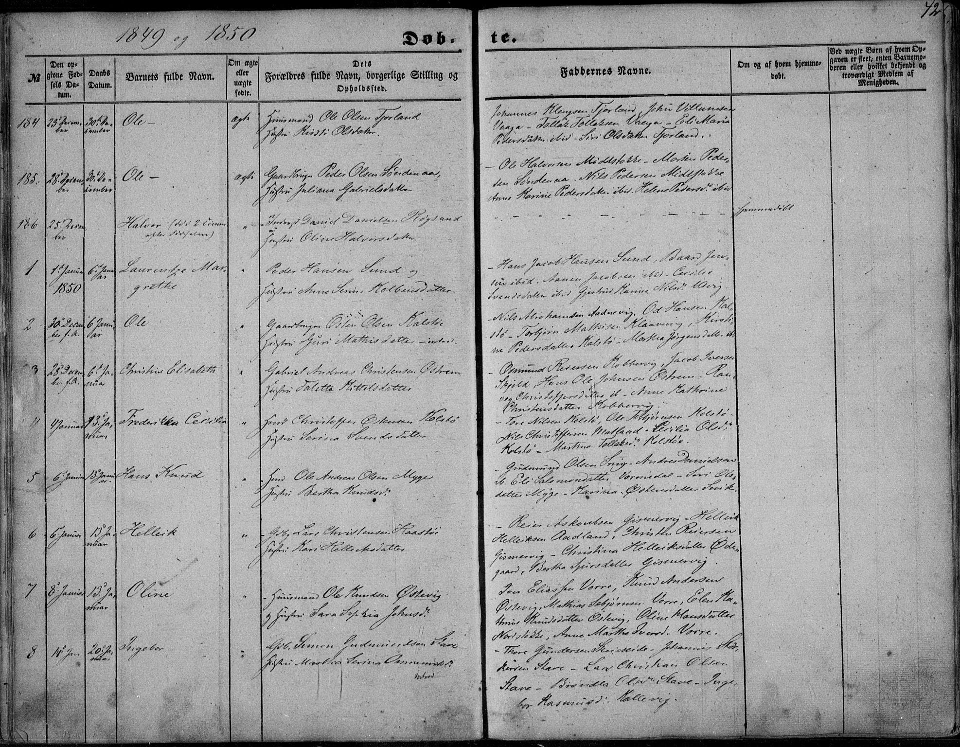 Avaldsnes sokneprestkontor, SAST/A -101851/H/Ha/Haa/L0008: Parish register (official) no. A 8, 1847-1857, p. 42