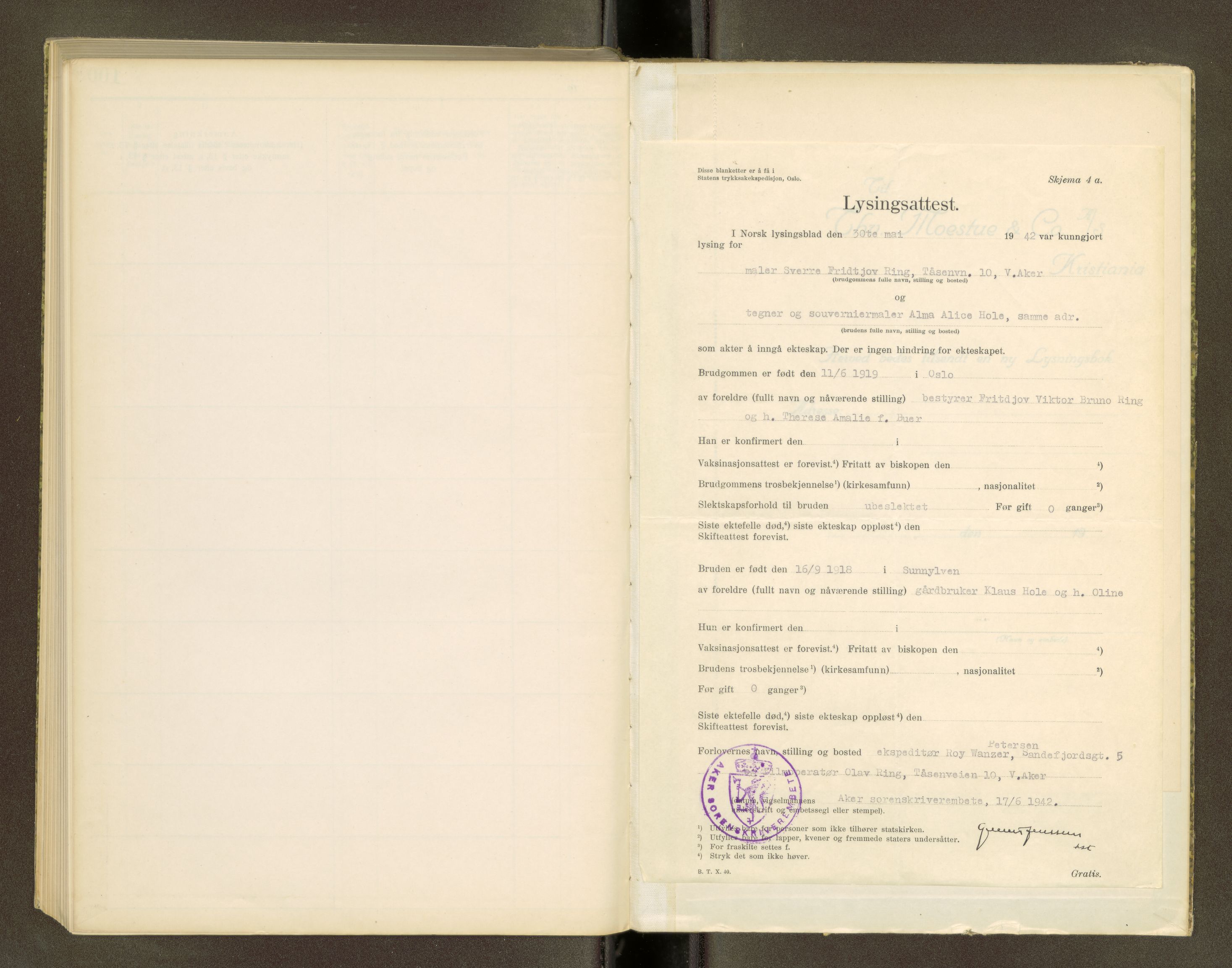 Nordre Sunnmøre sorenskriveri, SAT/A-0006/1/6/6D/L0001: Lysningsbok, 1920-1927