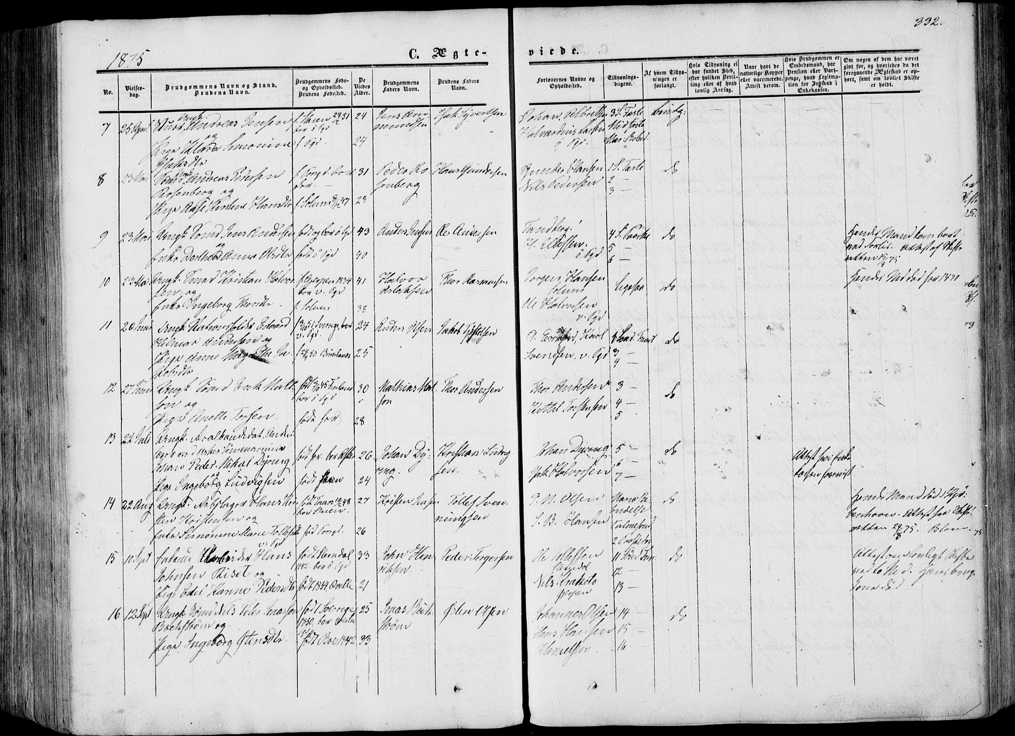 Porsgrunn kirkebøker , AV/SAKO-A-104/F/Fa/L0007: Parish register (official) no. 7, 1858-1877, p. 332