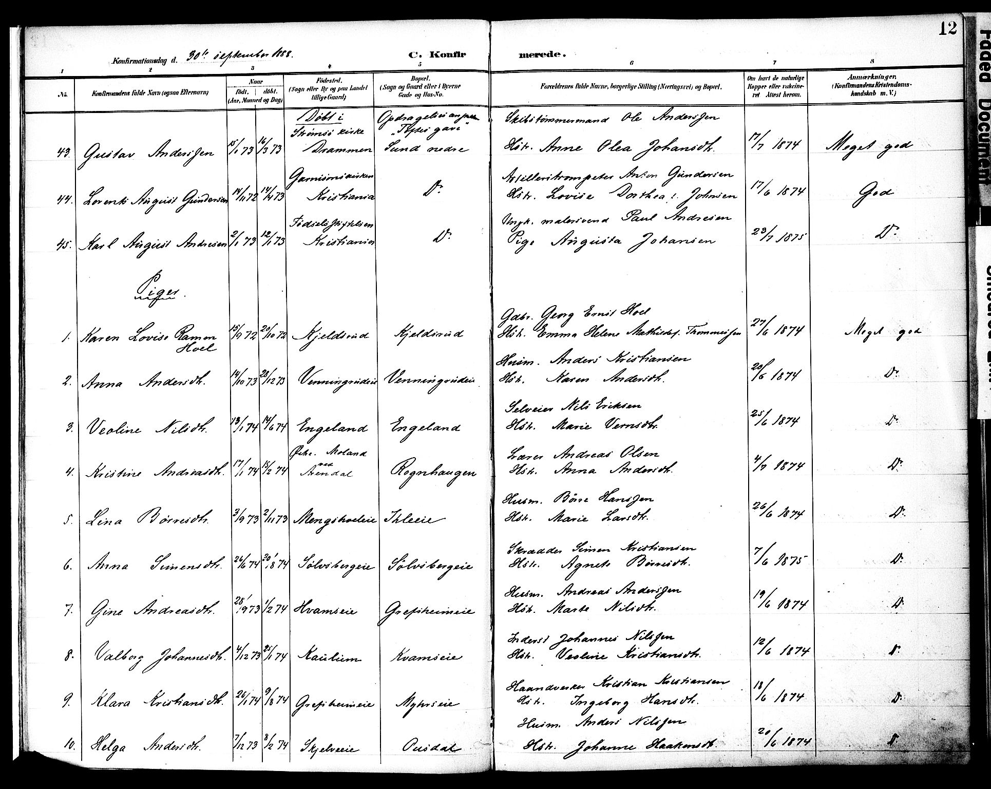 Nes prestekontor, Hedmark, AV/SAH-PREST-020/K/Ka/L0010: Parish register (official) no. 10, 1887-1905, p. 12