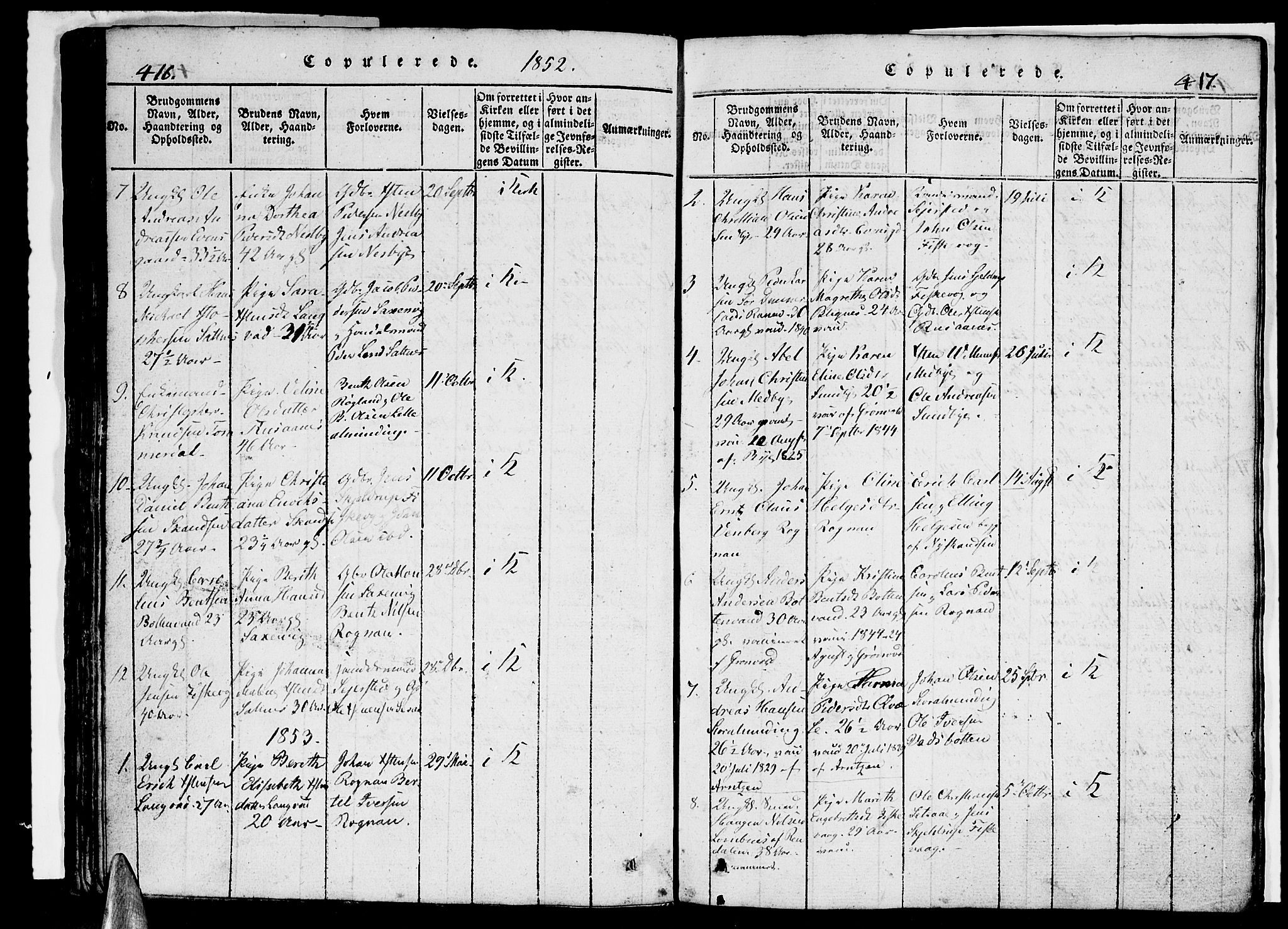Ministerialprotokoller, klokkerbøker og fødselsregistre - Nordland, AV/SAT-A-1459/847/L0676: Parish register (copy) no. 847C04, 1821-1853, p. 416-417