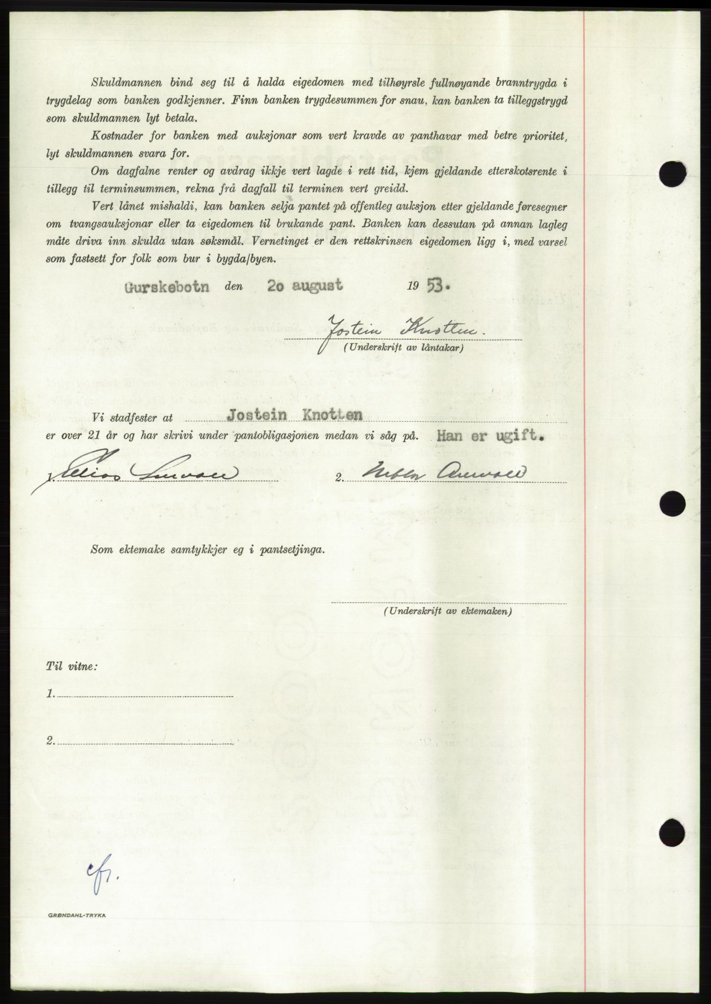 Søre Sunnmøre sorenskriveri, AV/SAT-A-4122/1/2/2C/L0124: Mortgage book no. 12B, 1953-1954, Diary no: : 2264/1953
