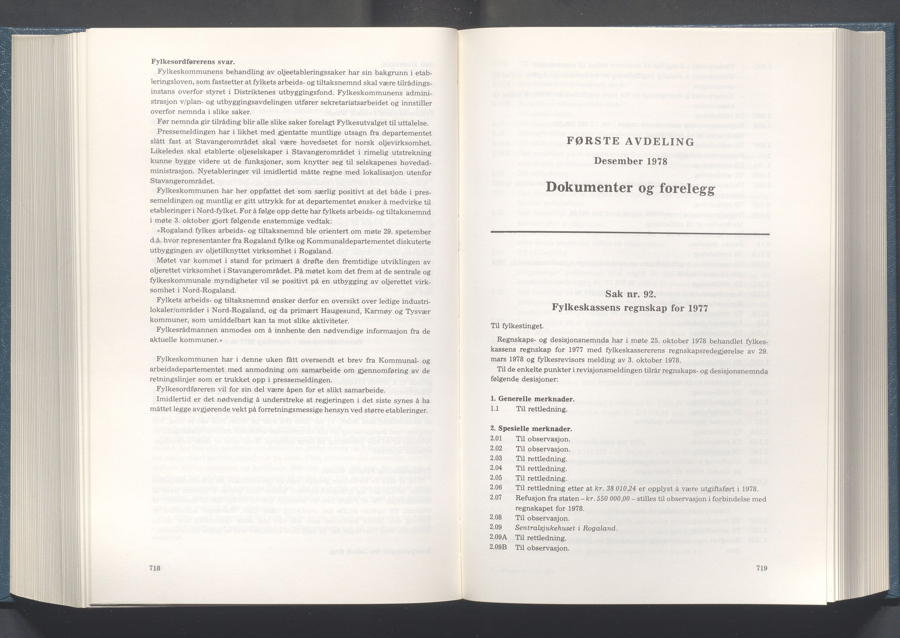 Rogaland fylkeskommune - Fylkesrådmannen , IKAR/A-900/A/Aa/Aaa/L0098: Møtebok , 1978, p. 718-719