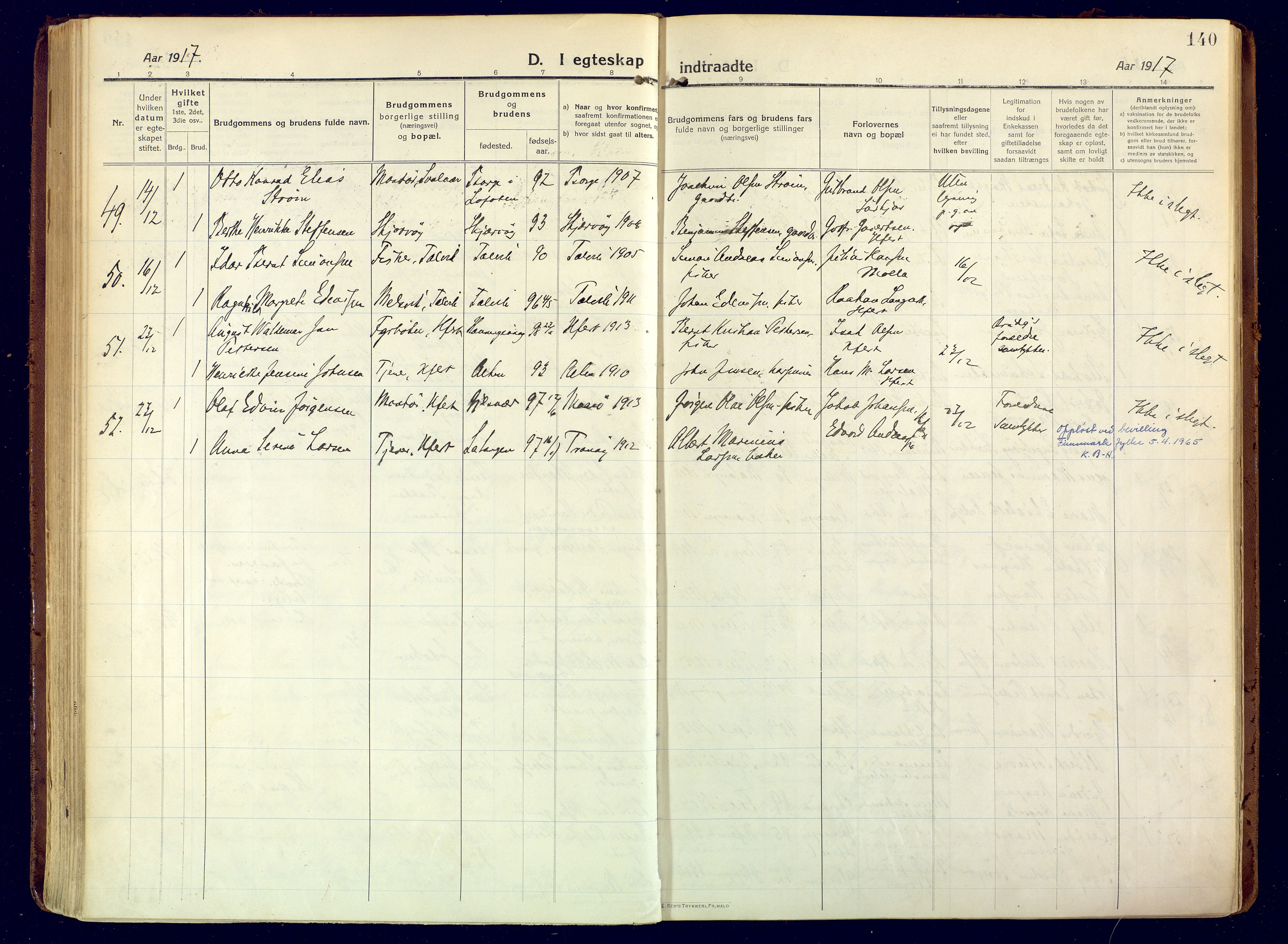 Hammerfest sokneprestkontor, AV/SATØ-S-1347/H/Ha/L0015.kirke: Parish register (official) no. 15, 1916-1923, p. 140