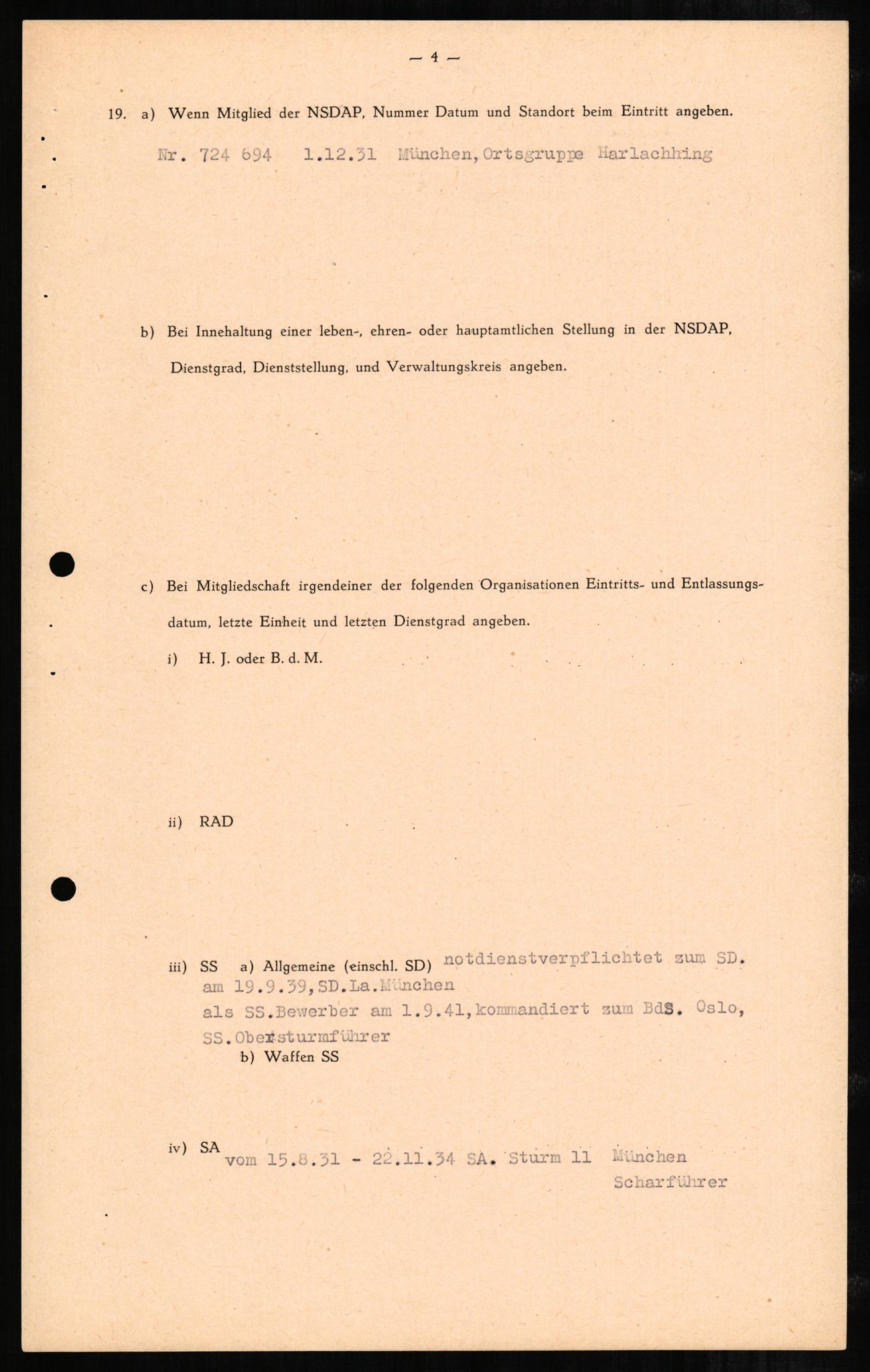 Forsvaret, Forsvarets overkommando II, RA/RAFA-3915/D/Db/L0002: CI Questionaires. Tyske okkupasjonsstyrker i Norge. Tyskere., 1945-1946, p. 229