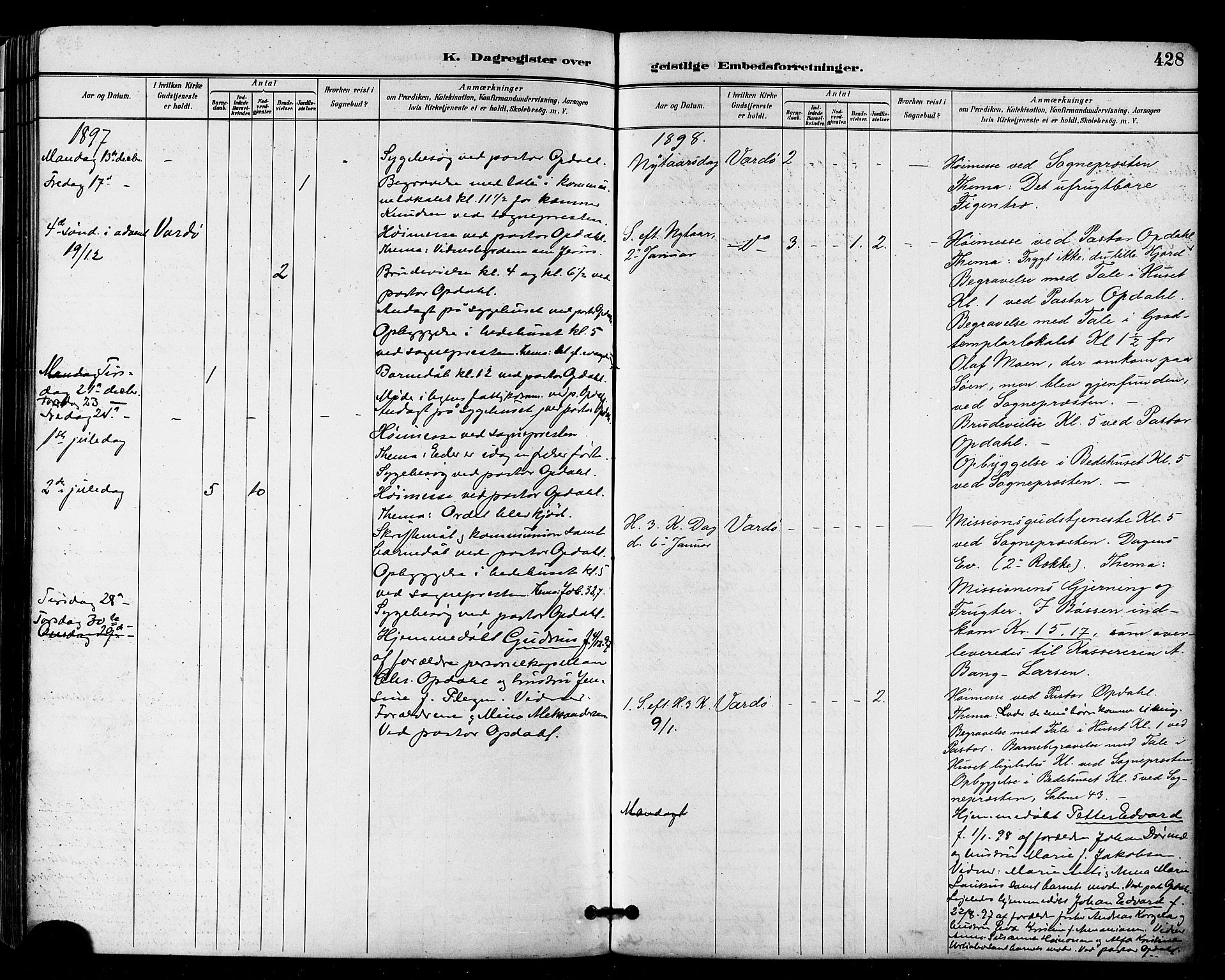 Vardø sokneprestkontor, SATØ/S-1332/H/Ha/L0007kirke: Parish register (official) no. 7, 1886-1897, p. 428