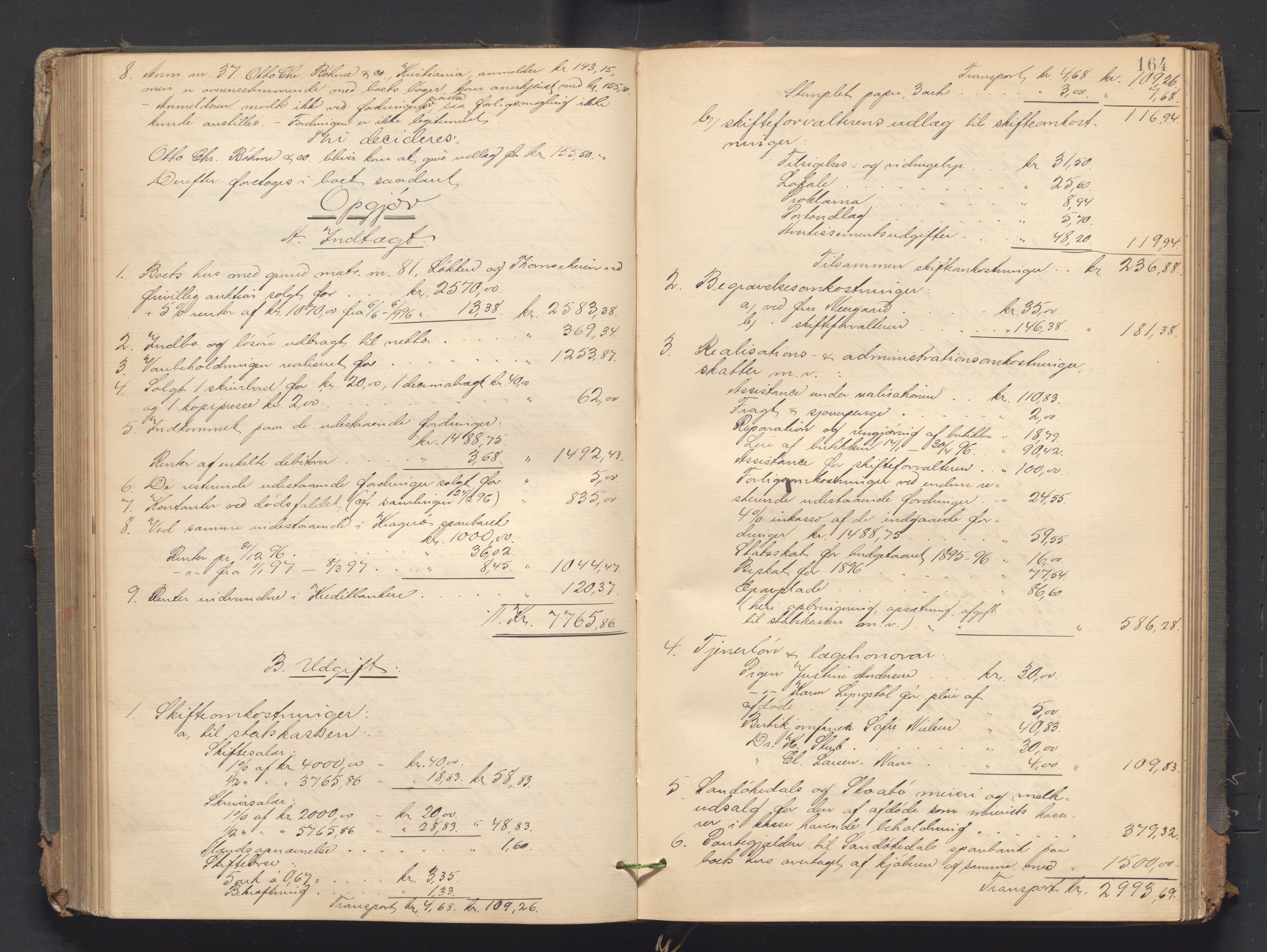 Kragerø sorenskriveri, AV/SAKO-A-65/H/Hf/Hfa/L0001: Skifteutlodningsprotokoll, 1890-1901, p. 163b-164a