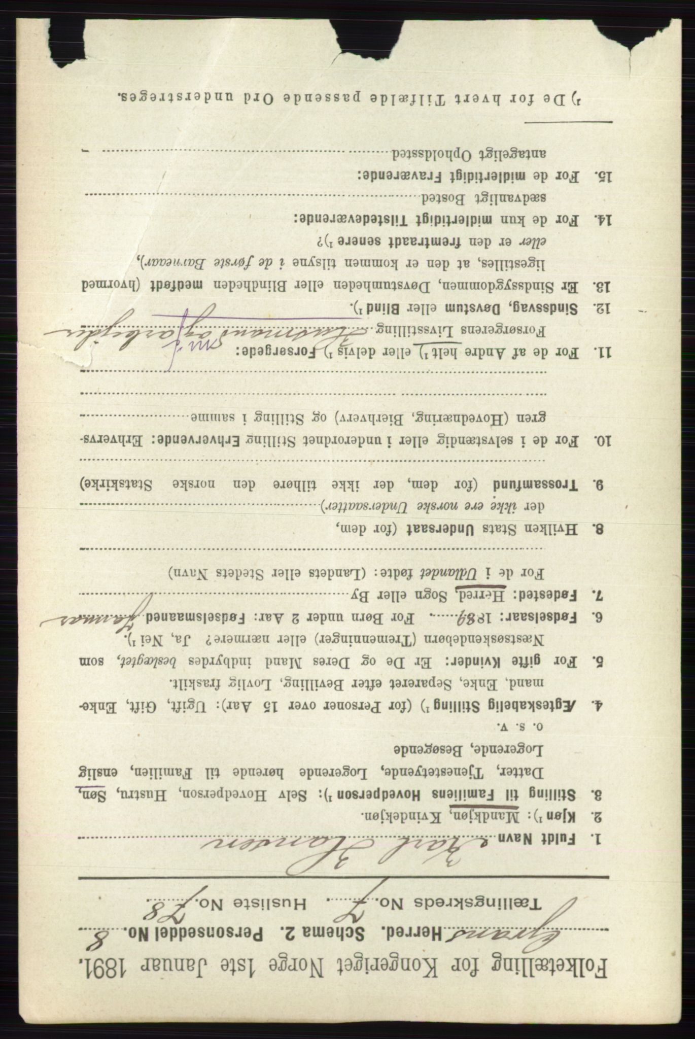 RA, 1891 census for 0534 Gran, 1891, p. 3225