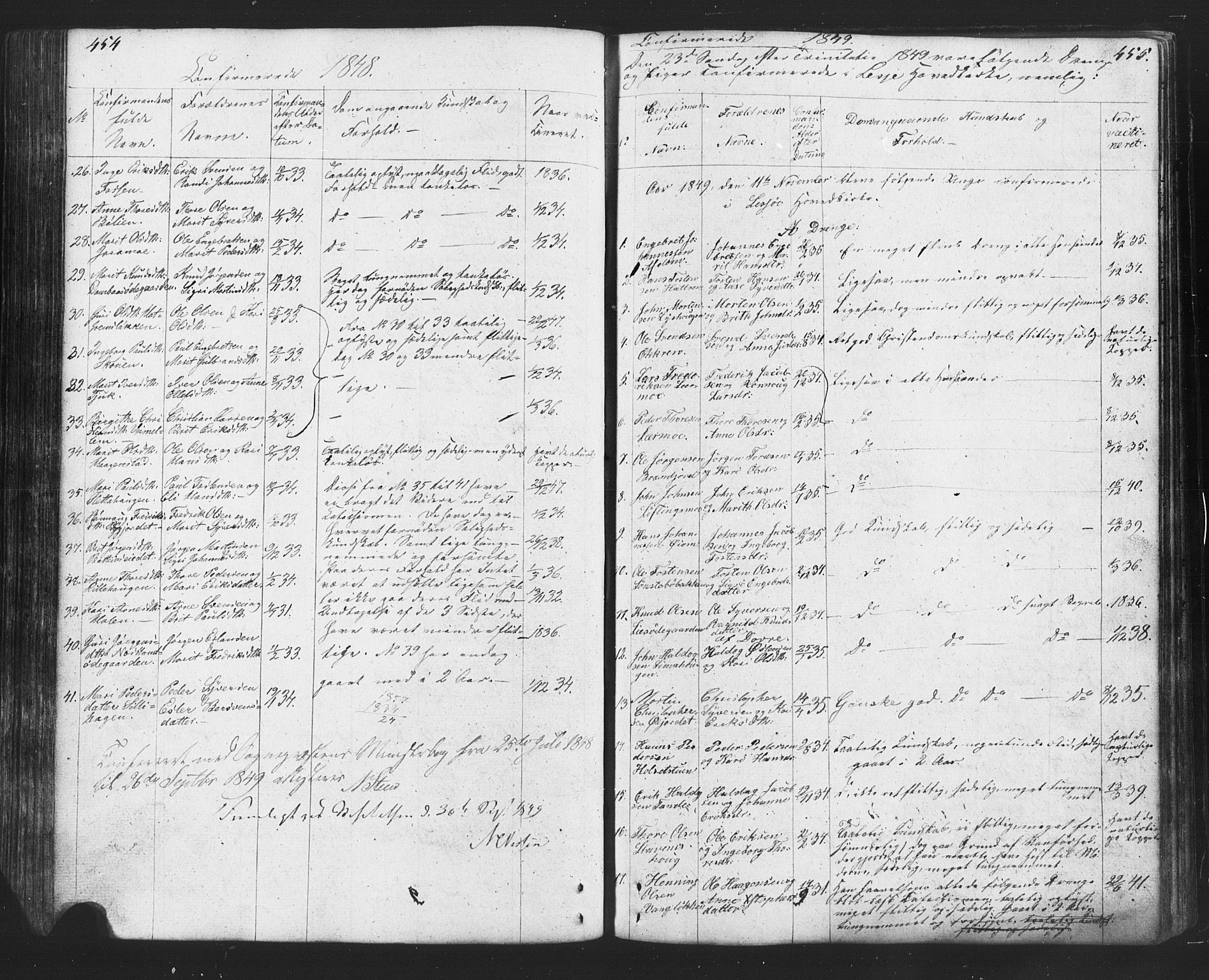 Lesja prestekontor, SAH/PREST-068/H/Ha/Hab/L0002: Parish register (copy) no. 2, 1832-1850, p. 454-455