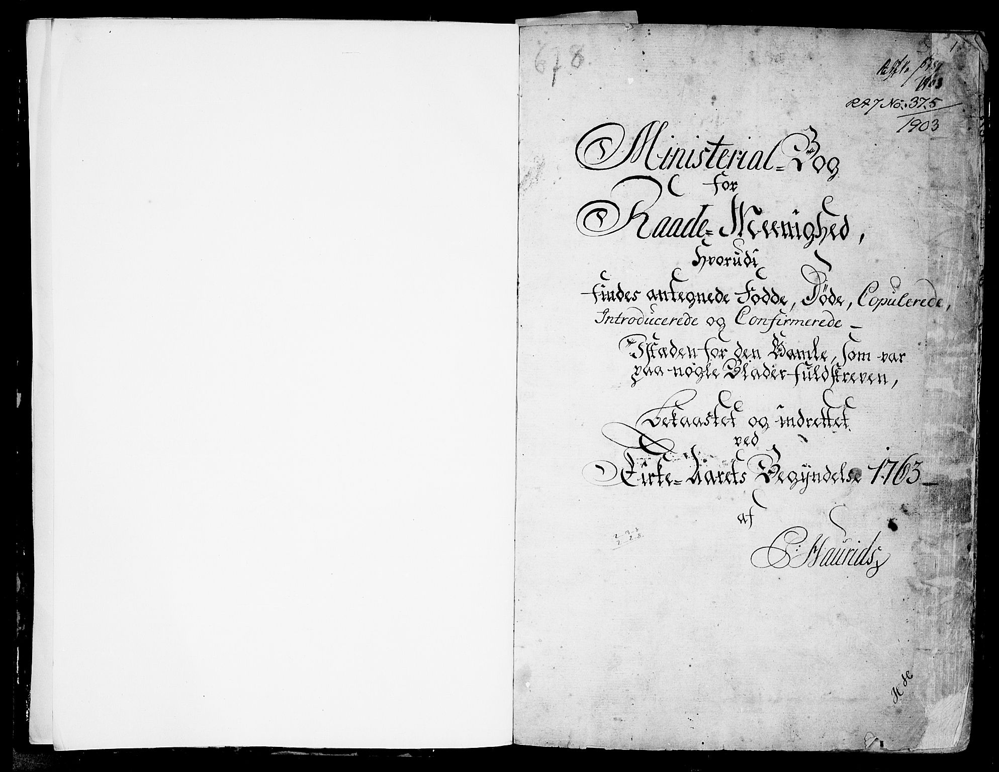 Råde prestekontor kirkebøker, AV/SAO-A-2009/F/Fa/L0002: Parish register (official) no. 2, 1762-1806, p. 1