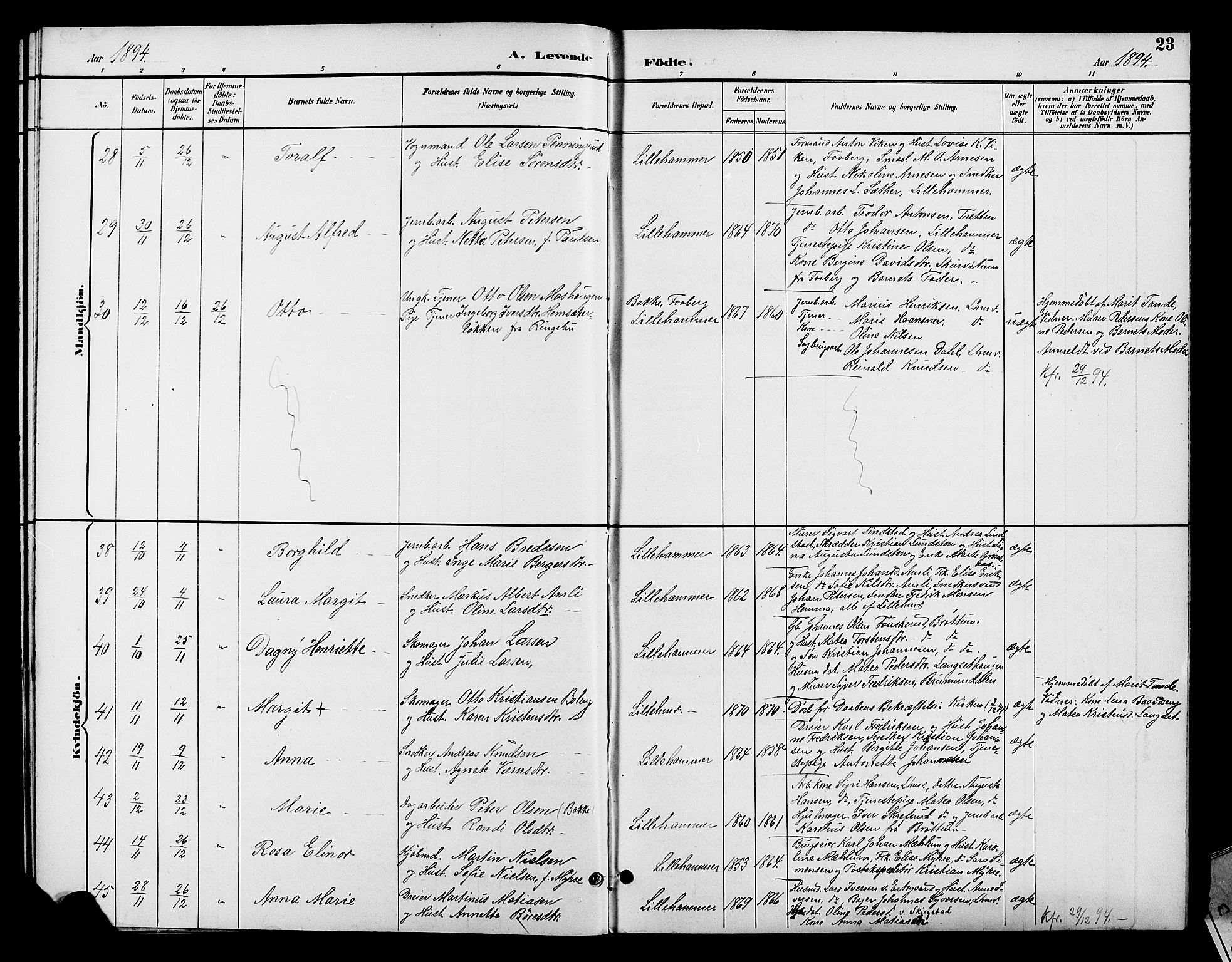 Fåberg prestekontor, SAH/PREST-086/H/Ha/Hab/L0008: Parish register (copy) no. 8, 1891-1900, p. 23