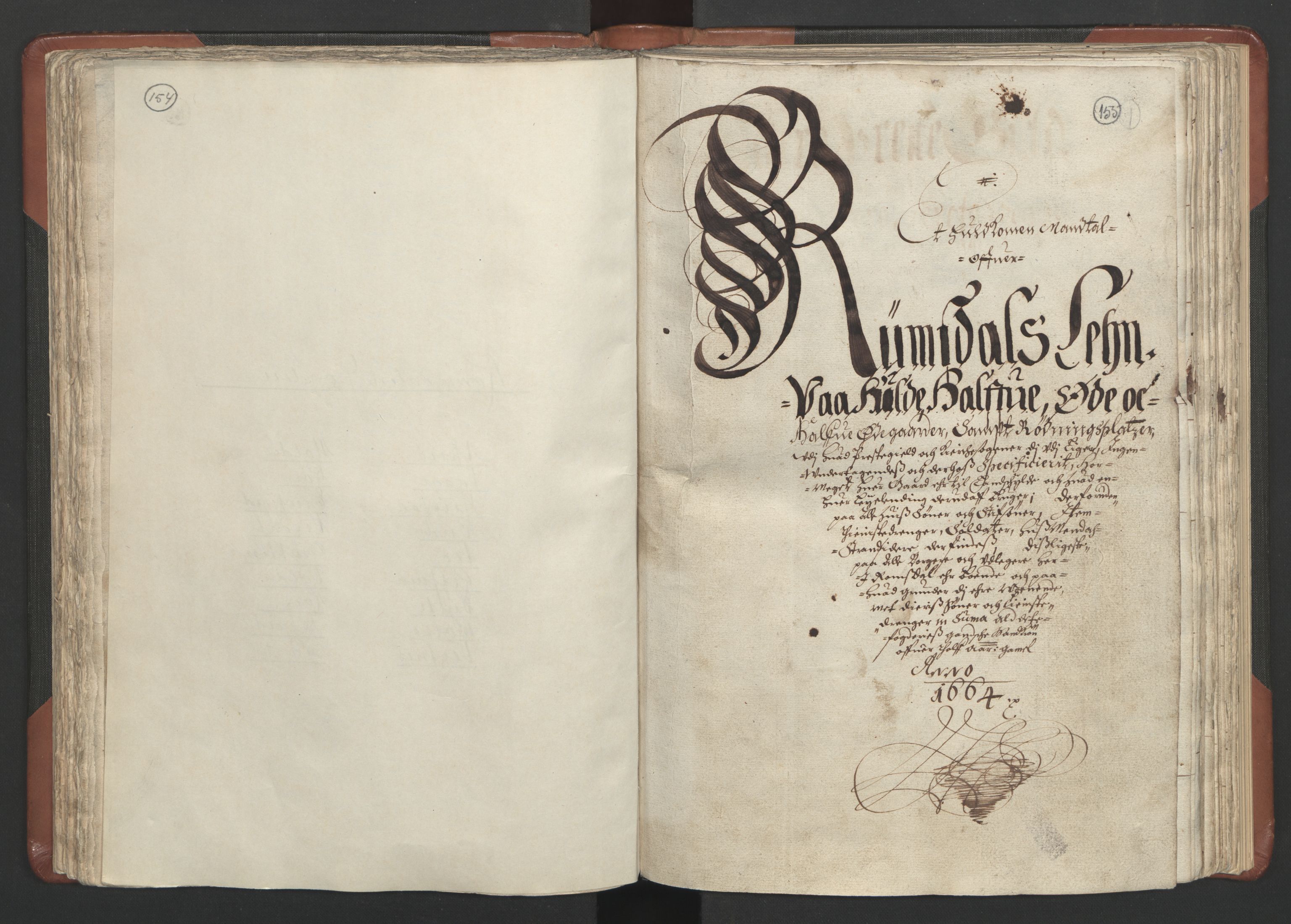 RA, Bailiff's Census 1664-1666, no. 16: Romsdal fogderi and Sunnmøre fogderi, 1664-1665, p. 154-155