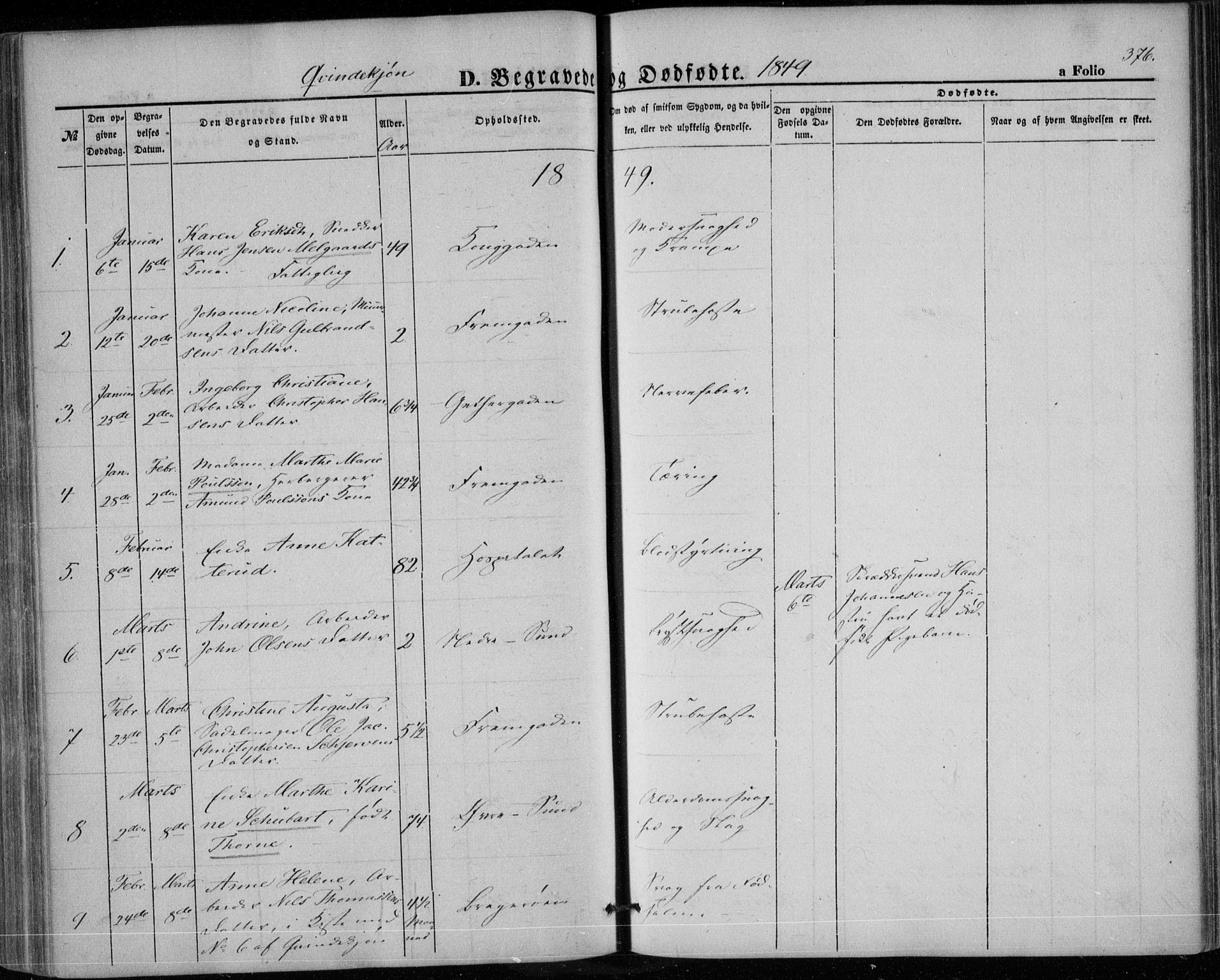 Bragernes kirkebøker, AV/SAKO-A-6/F/Fb/L0002: Parish register (official) no. II 2, 1848-1859, p. 376