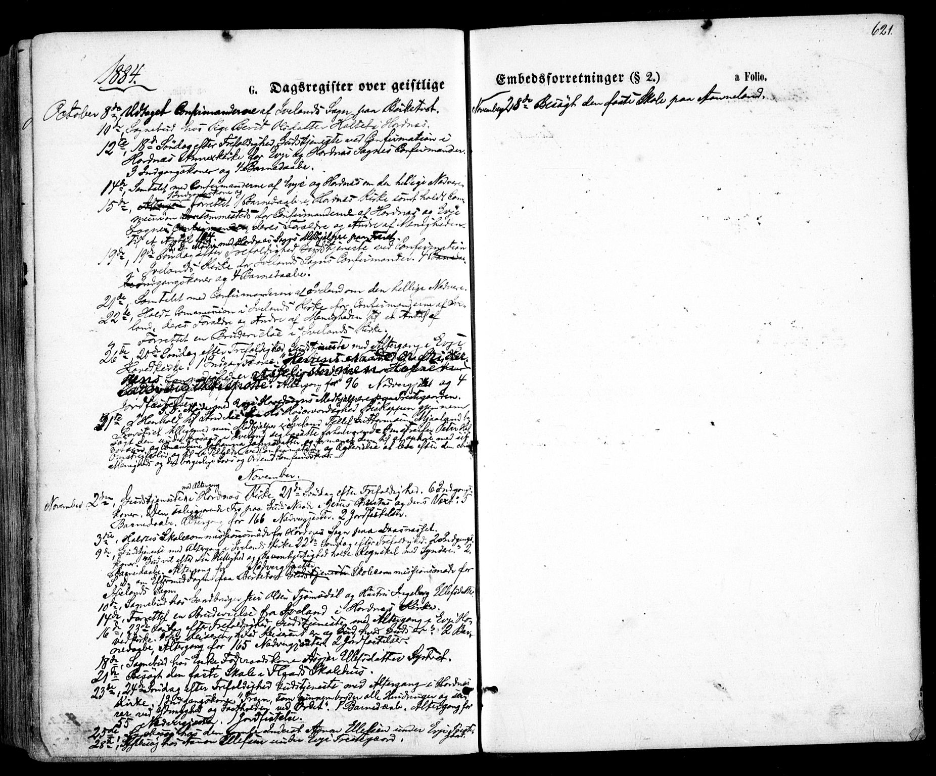 Evje sokneprestkontor, SAK/1111-0008/F/Fa/Faa/L0006: Parish register (official) no. A 6, 1866-1884, p. 621