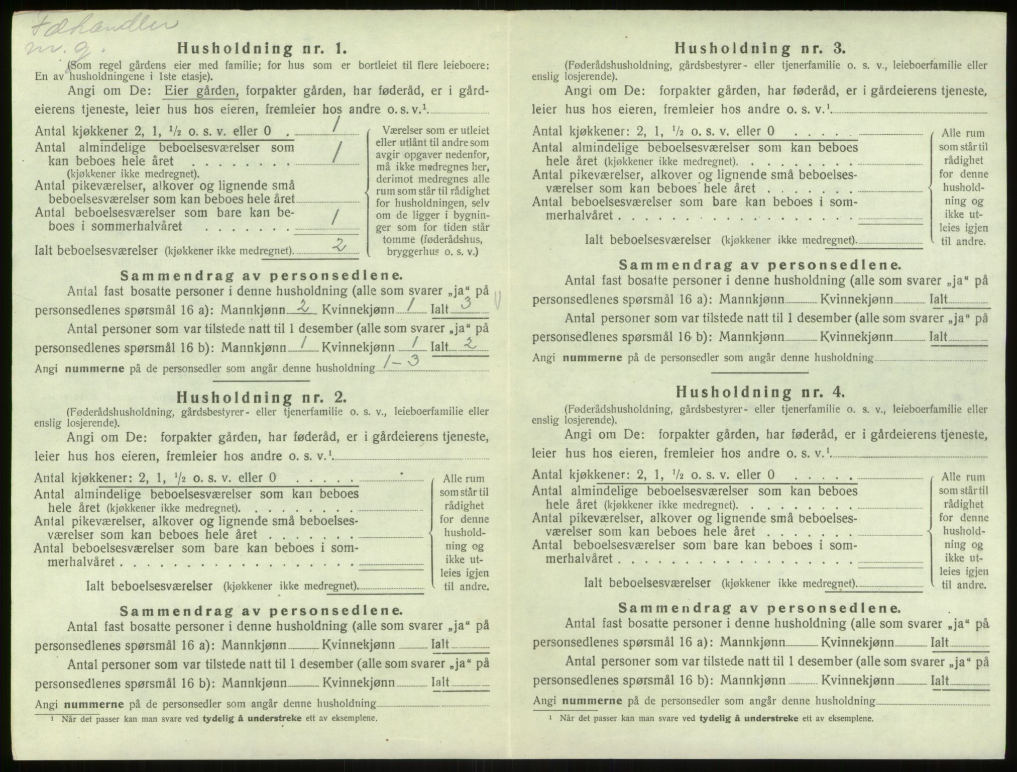 SAB, 1920 census for Hosanger, 1920, p. 498