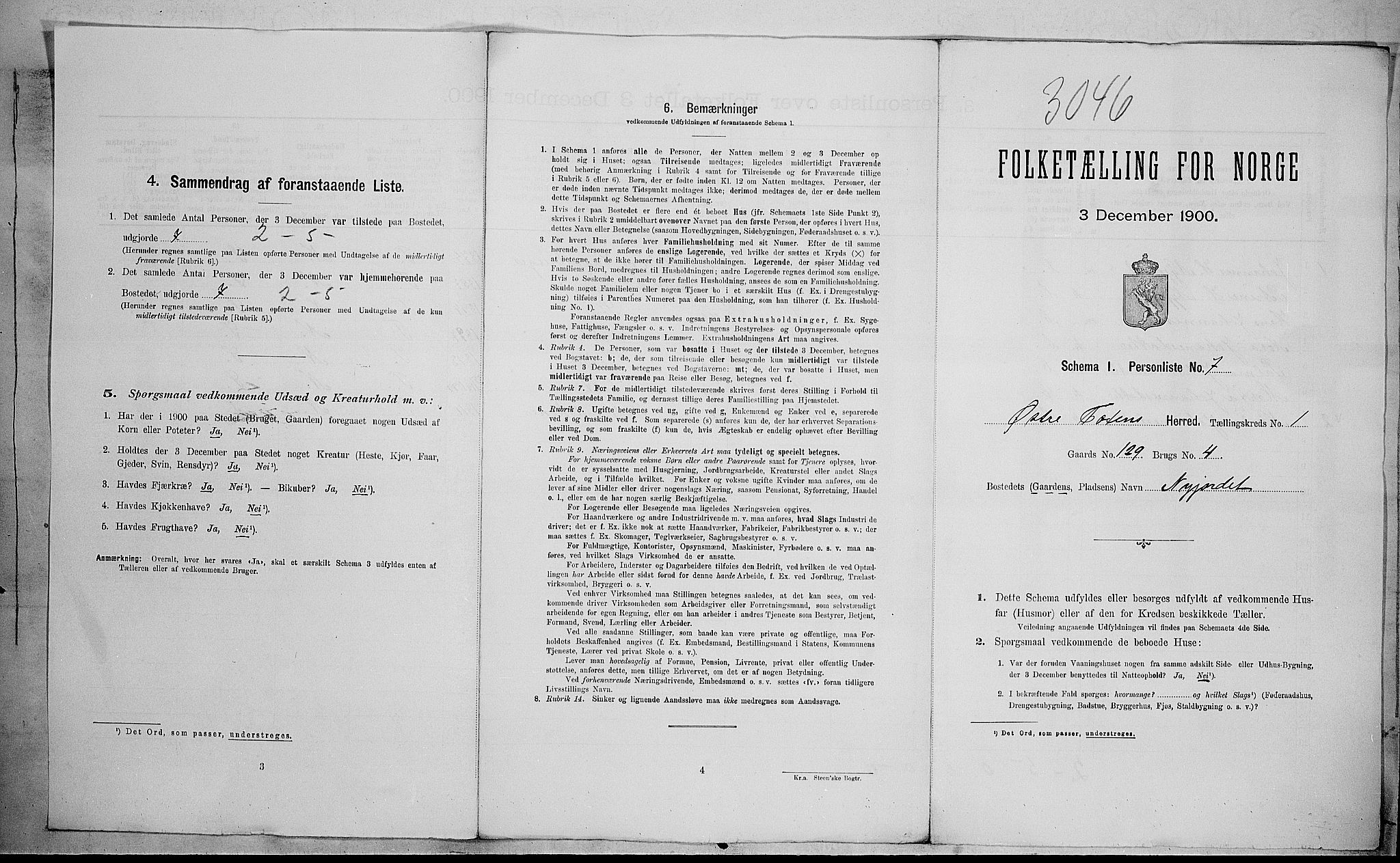 SAH, 1900 census for Østre Toten, 1900, p. 215