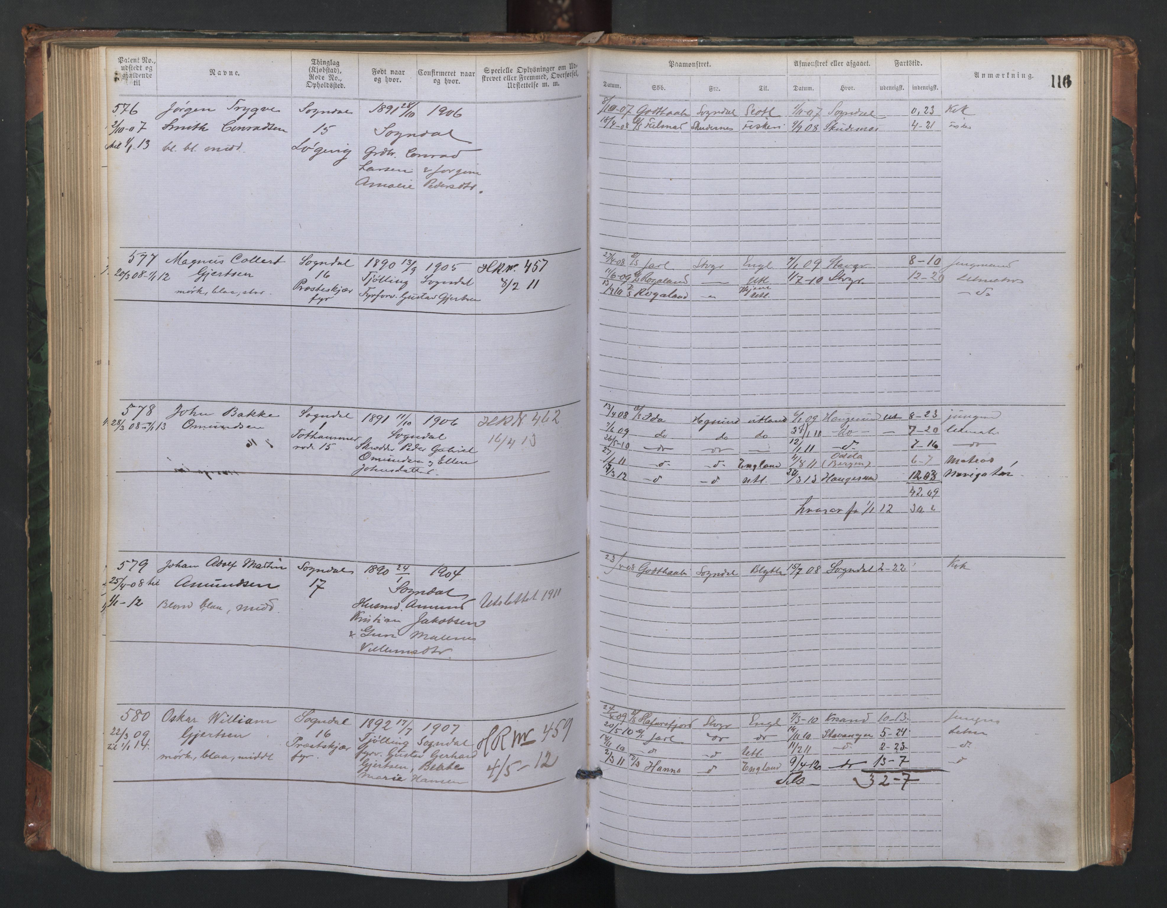 Sogndal mønstringskrets, AV/SAK-2031-0020/F/Fa/L0001: Annotasjonsrulle nr 1-635 med register, P-1, 1868-1931, p. 107