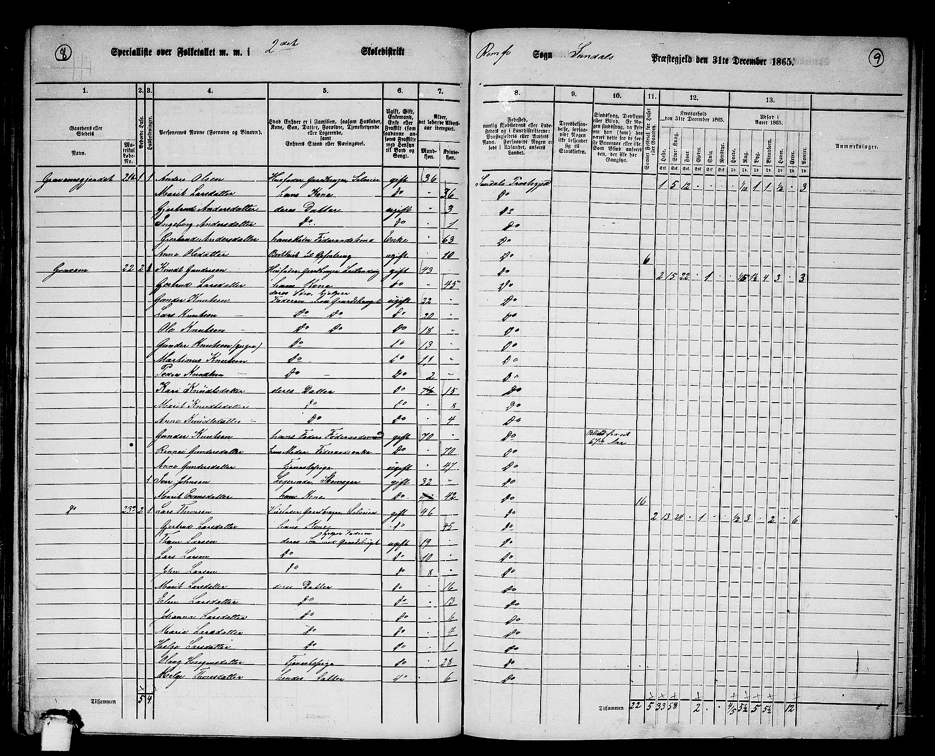 RA, 1865 census for Sunndal, 1865, p. 21